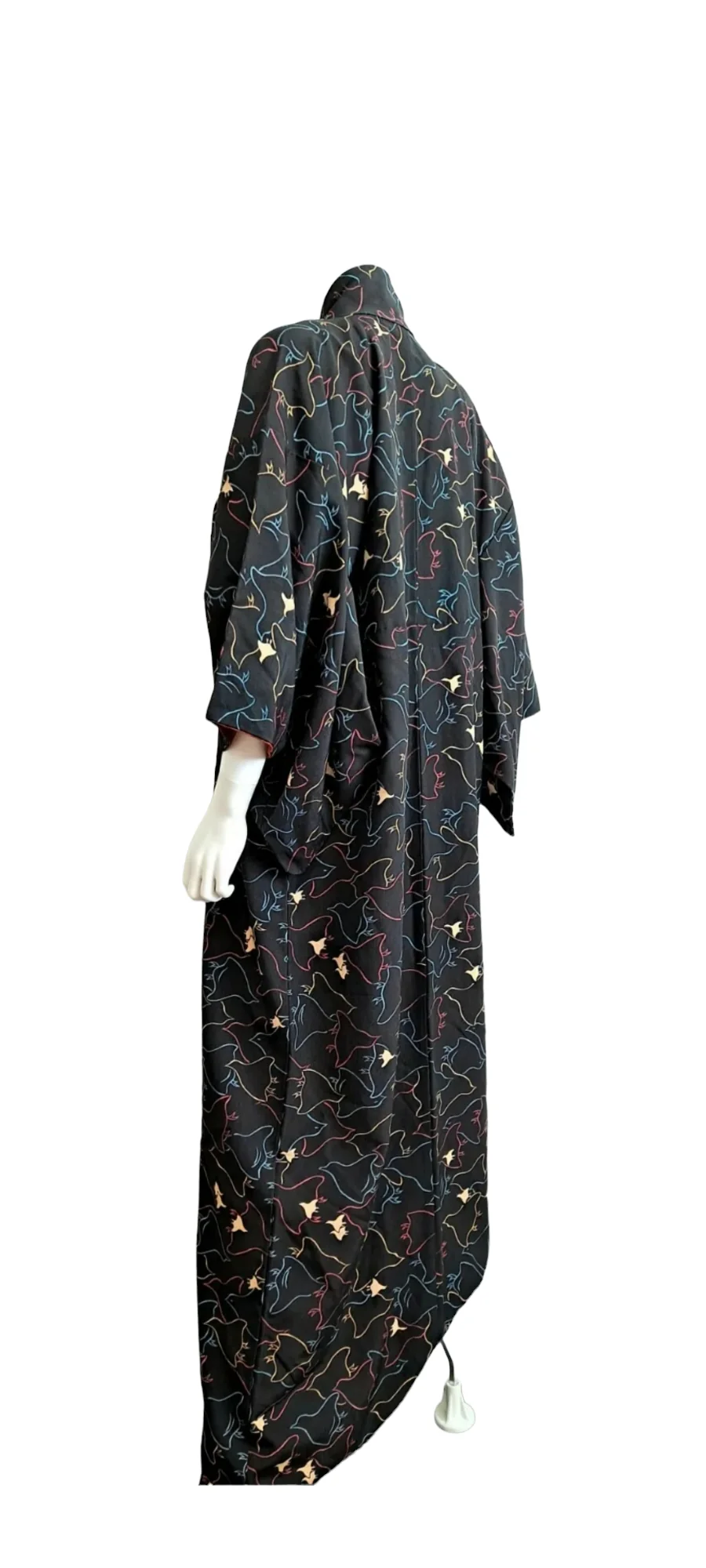 Multi Colored Silk Bird Print Kimono - Image 8