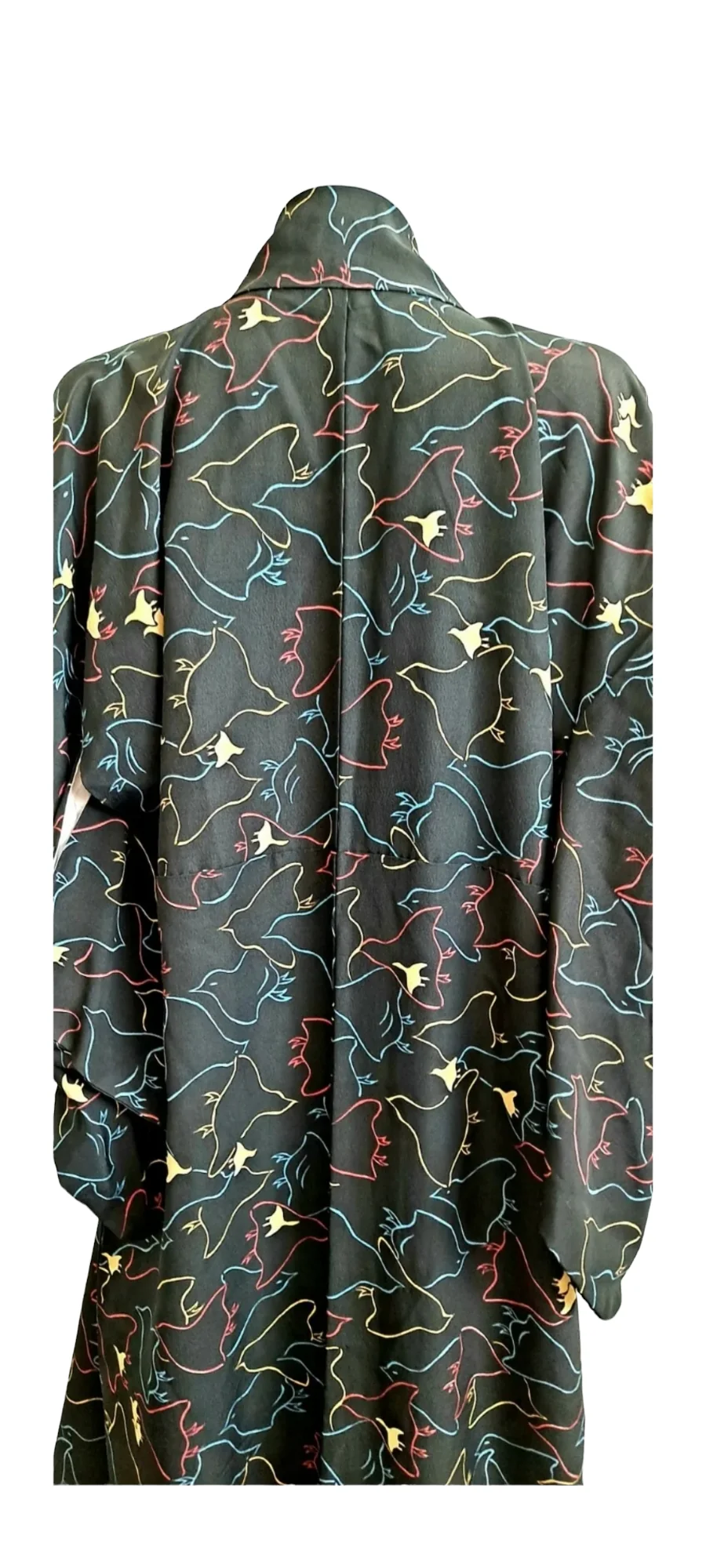 Multi Colored Silk Bird Print Kimono - Image 9