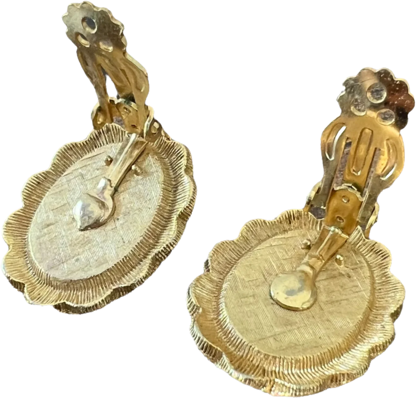 Multi Stone 3d Gold Tone Clip On Earrings - Image 2