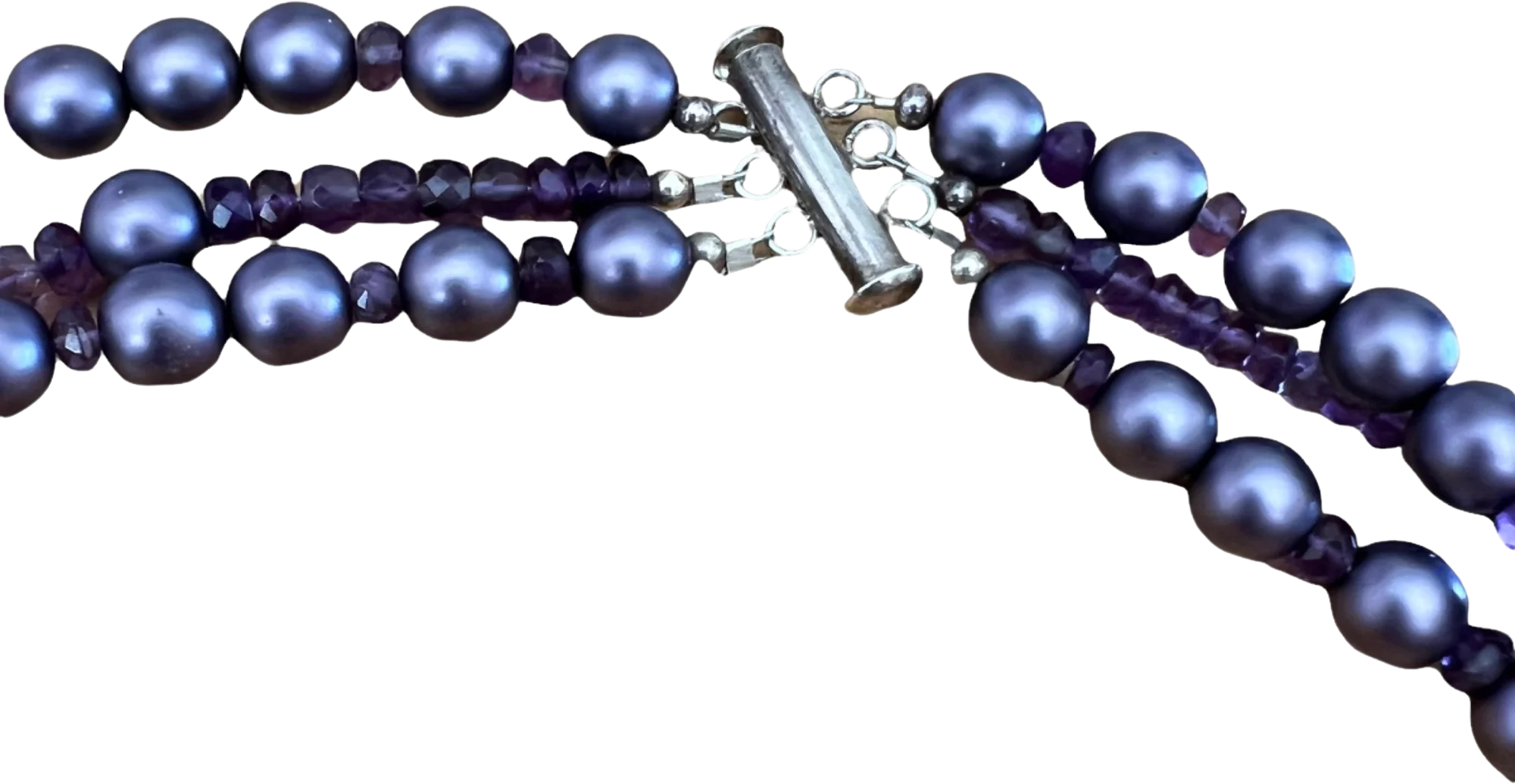 Multi Strand Beaded Choker Necklace 925 Clasp - Image 2