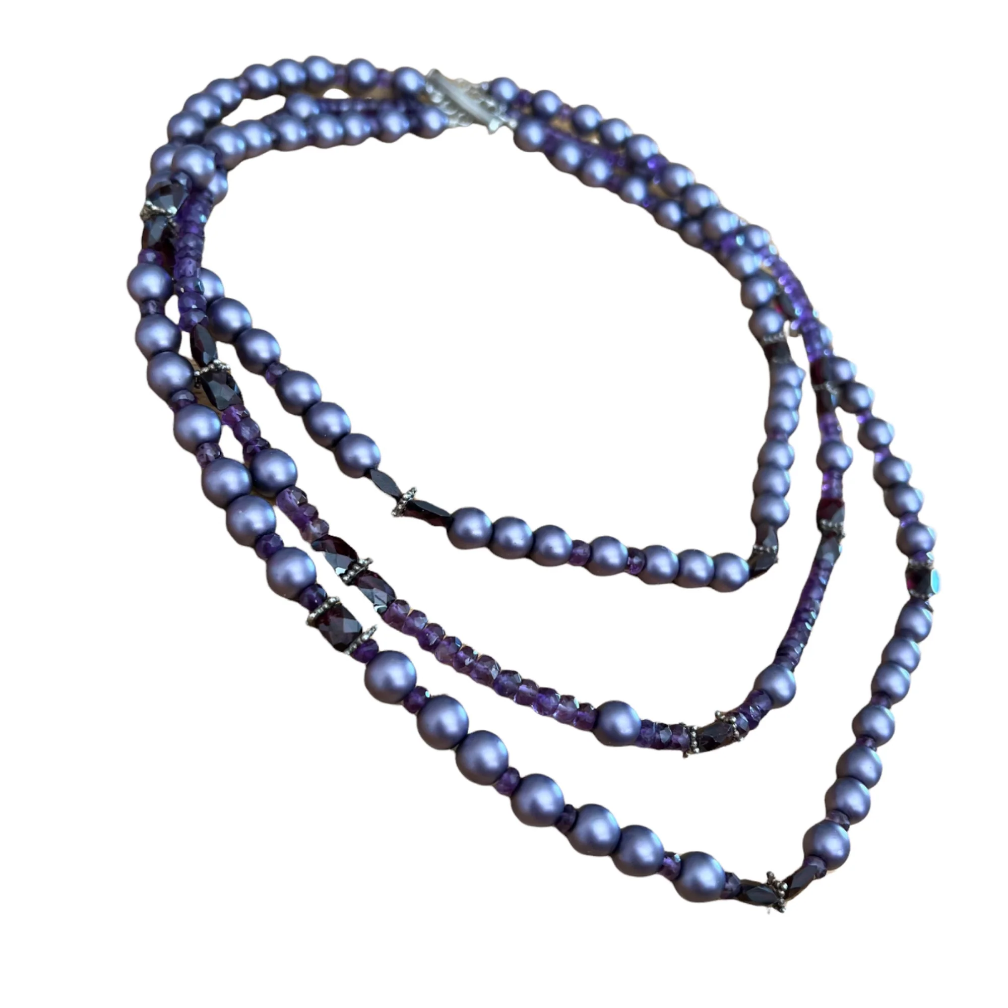 Multi Strand Beaded Choker Necklace 925 Clasp - Image 8