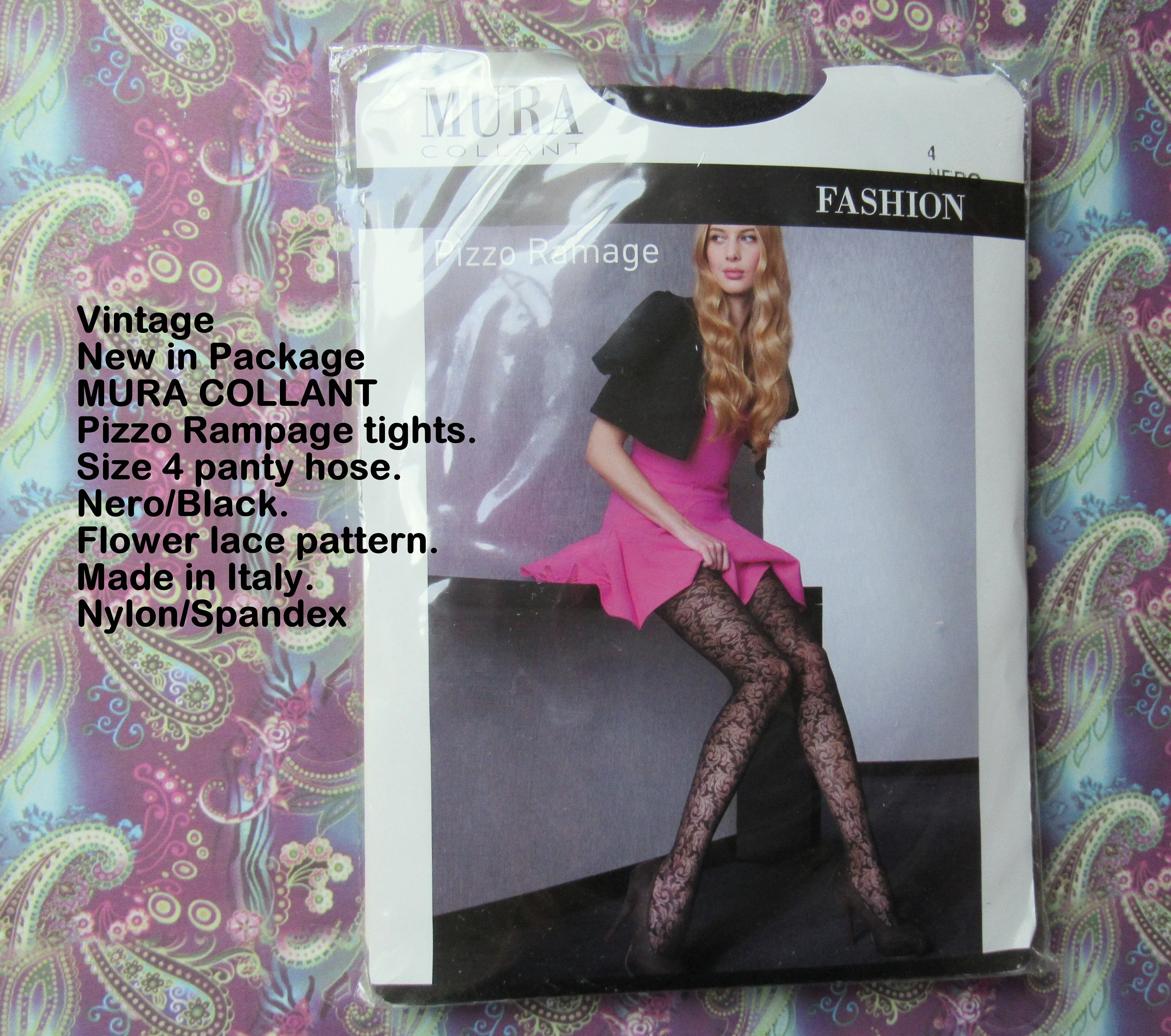 Mura Collant Pizzo Rampage Tights Black Flower Lace by Mura Collan - Image 2