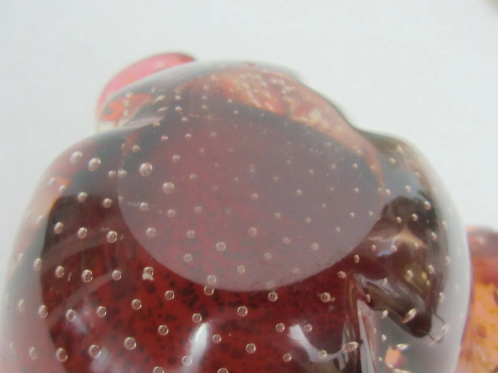 Murano Vintage Venetian Glass Bowl Mcm Bullicante Bubbles Clover Leaf Red W Gold - Image 10
