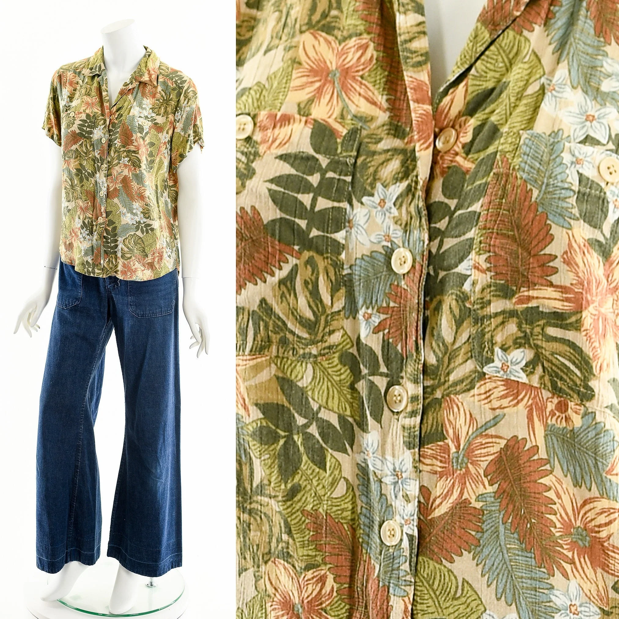 Muted Tropical Floral Blouse by Liz Sport - Image 2