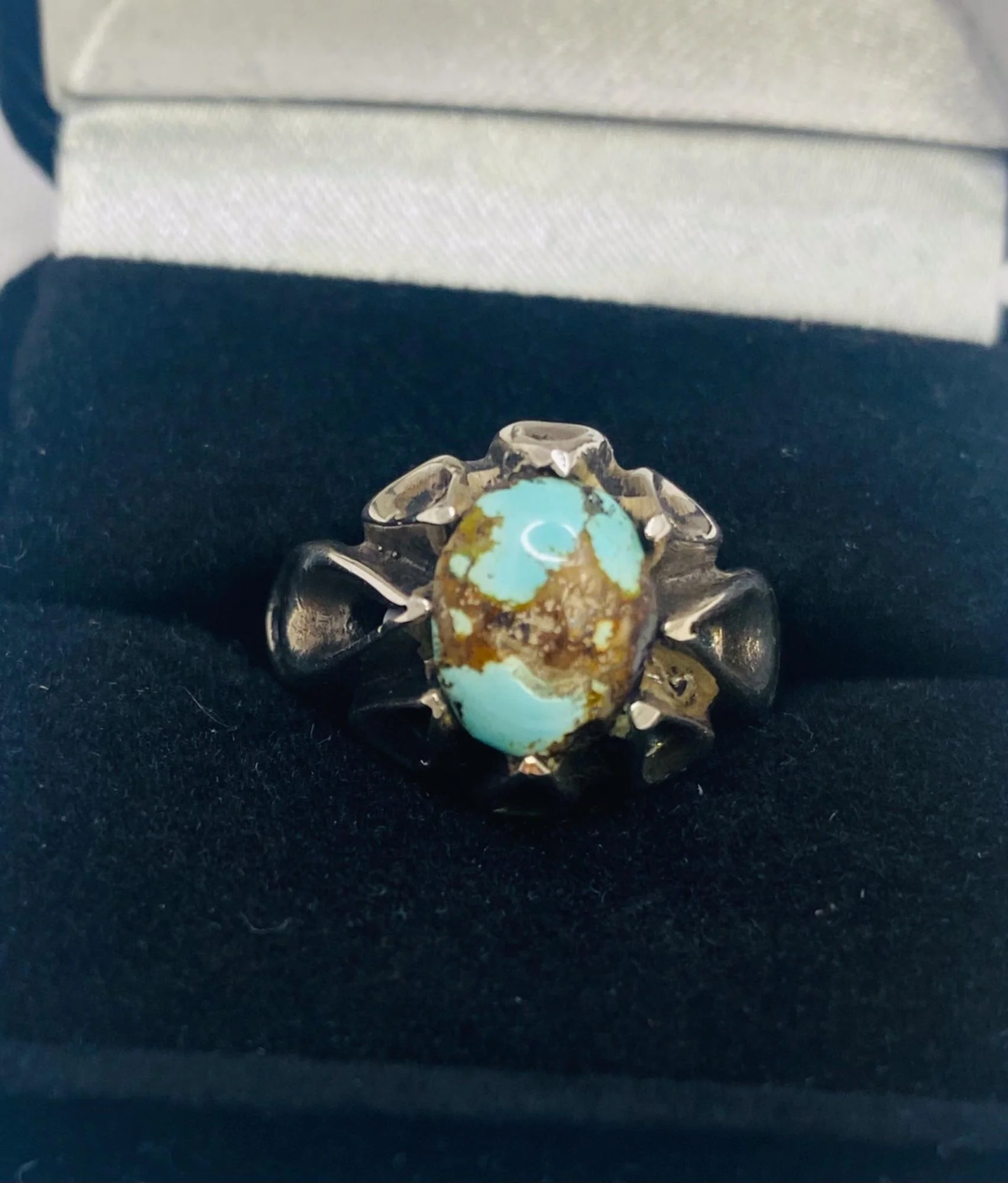 Natural Turquoise Handcrafted Silver Ring Unisex - Image 2