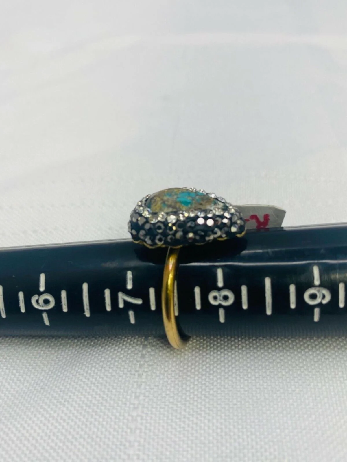 Natural Unpolished Turquoise Sparkling 925 Silver Ring Size7. 5 - Image 7
