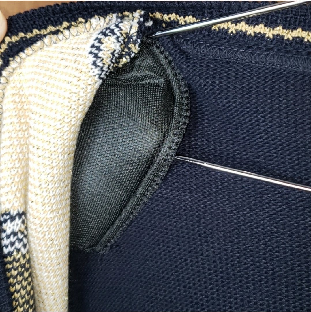 Nautical Navy White and Gold Cardigan Sweater by McNaughton Wear - Image 14