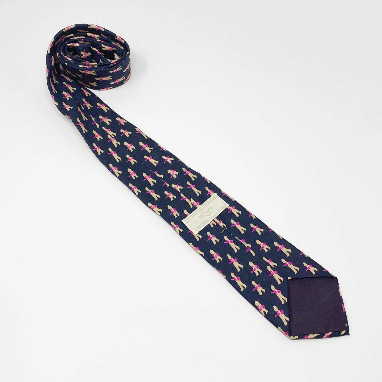 Navy Blue "happy New Year" 100% Silk Fine Novelty Tie by Allyn - Image 4