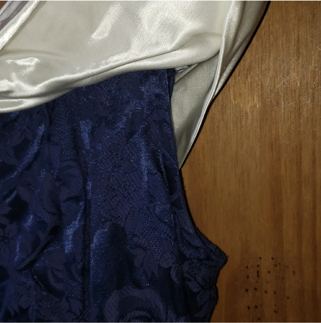 Navy Blue Jacquard Dress By Dress by Choice California - Image 10