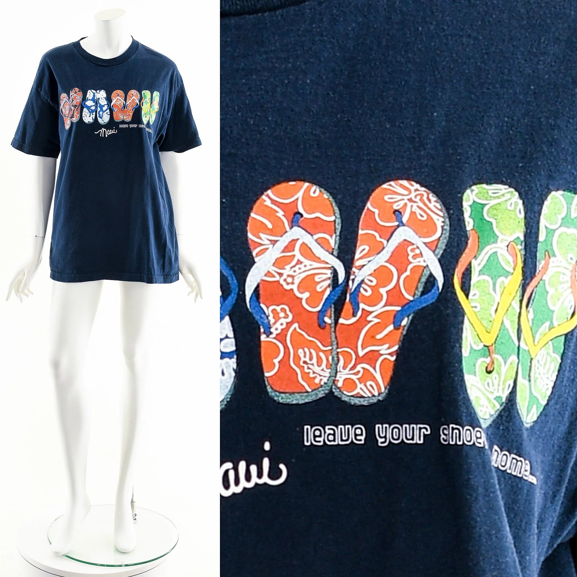 Navy Blue Maui Hawaii Slipper Shirt - Image 3