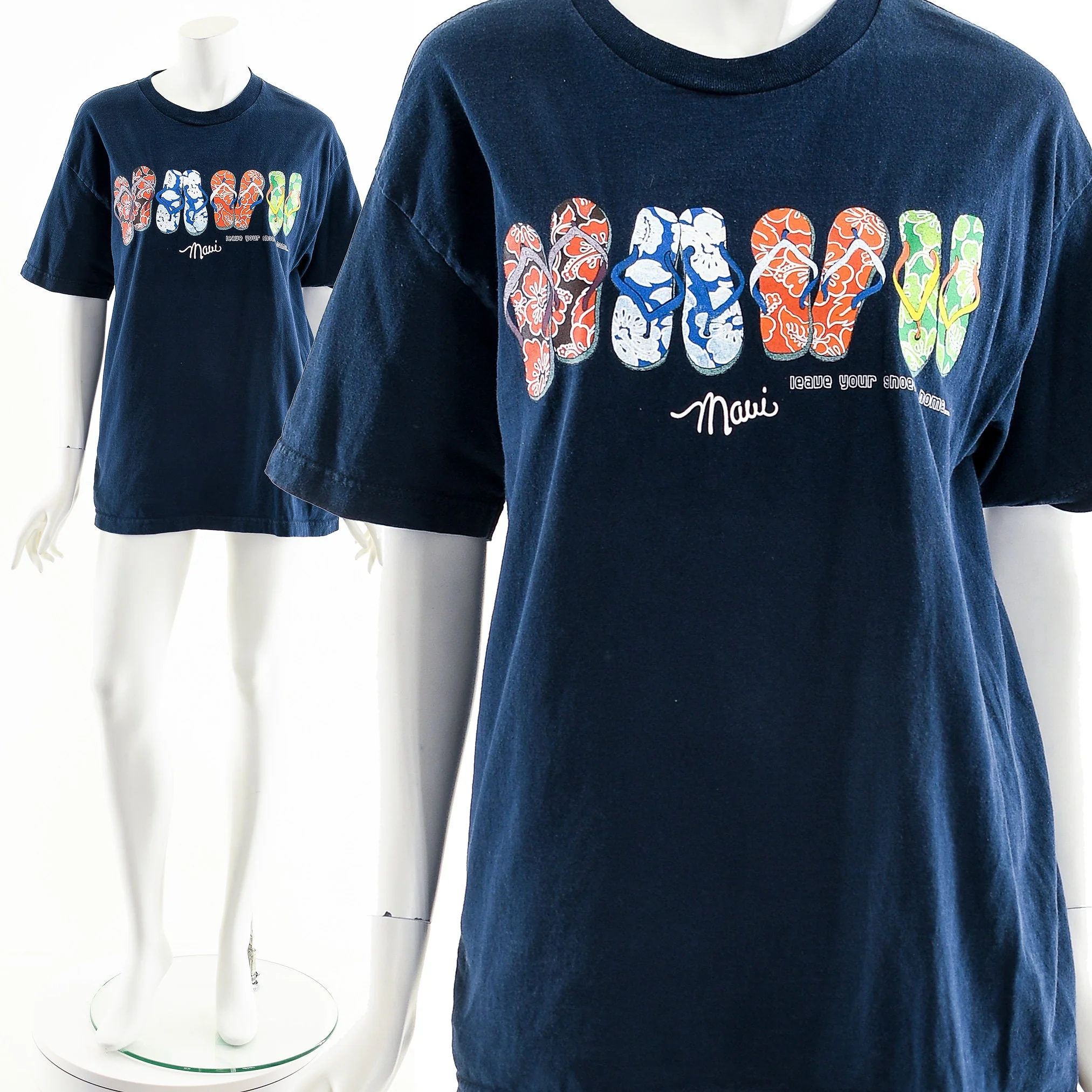 Navy Blue Maui Hawaii Slipper Shirt - Image 4