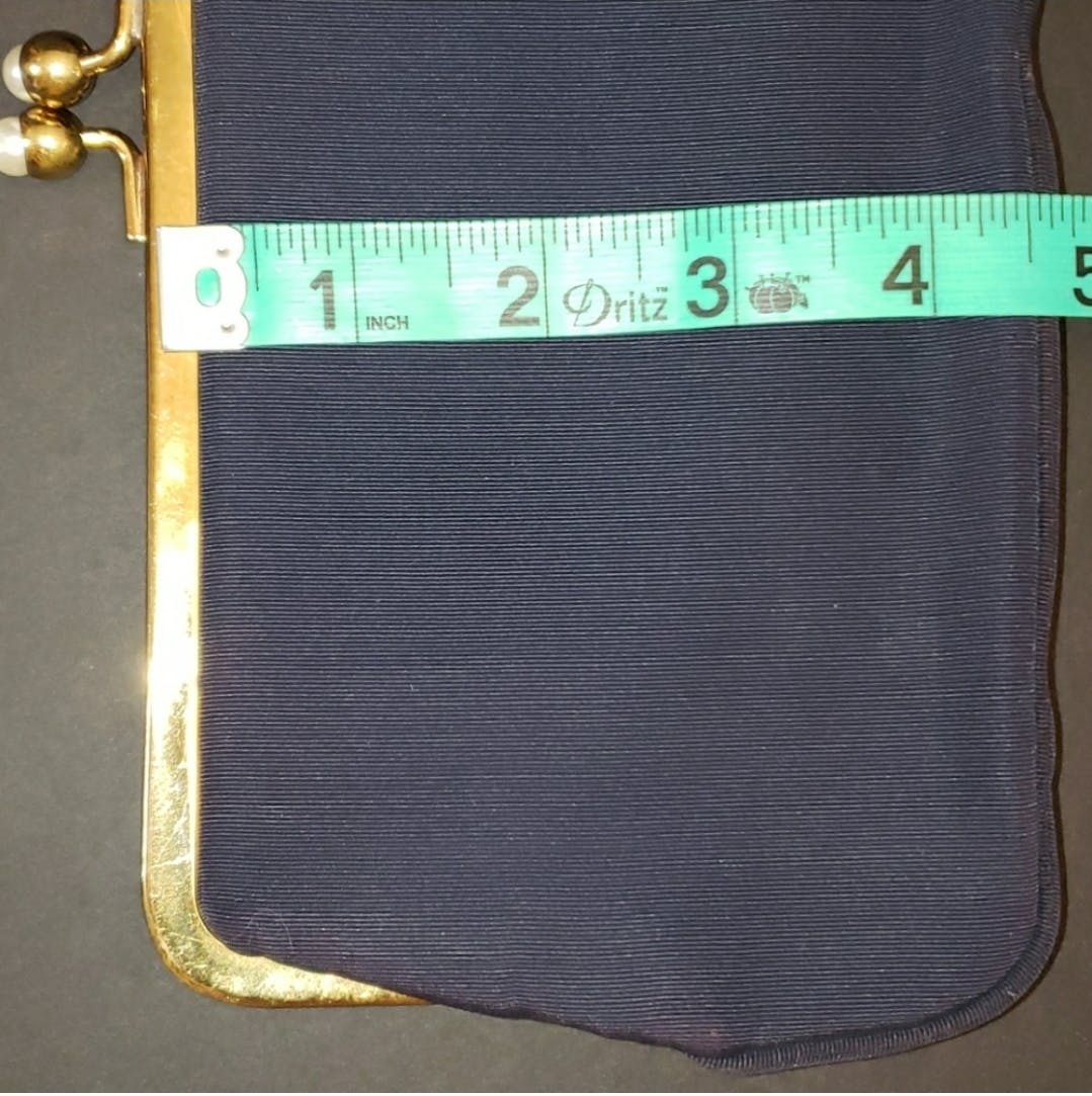 Navy Blue Pearl Kiss Lock Clutch - Image 13