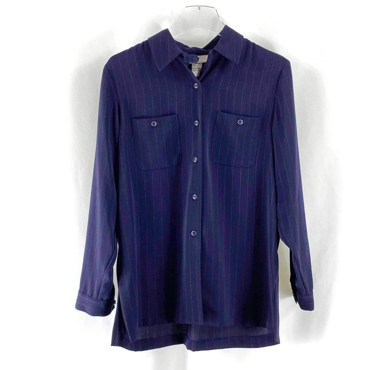 Navy Blue Petite Coordinates Blouse and Chino Pants Set by Norton McNaughton - Image 2