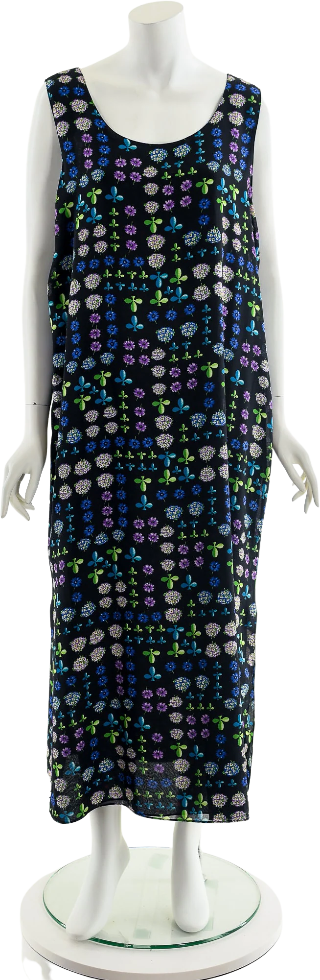 Navy Blue Printed Reversible Chiffon Maxi Dress by Impressions of California