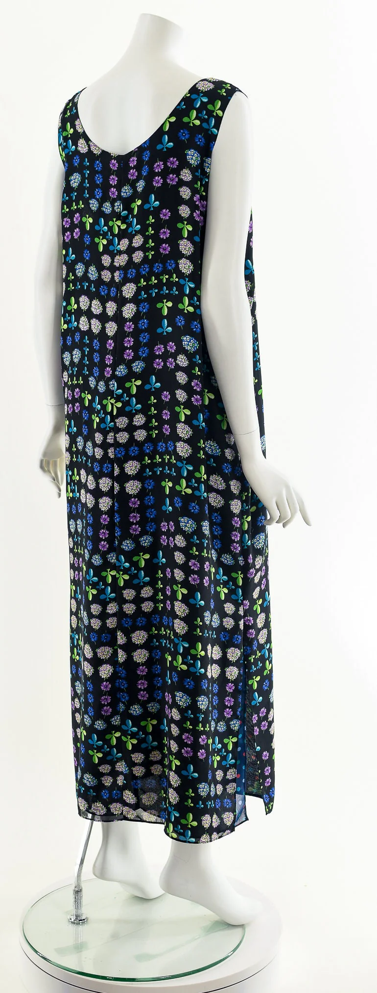 Navy Blue Printed Reversible Chiffon Maxi Dress by Impressions of California - Image 6