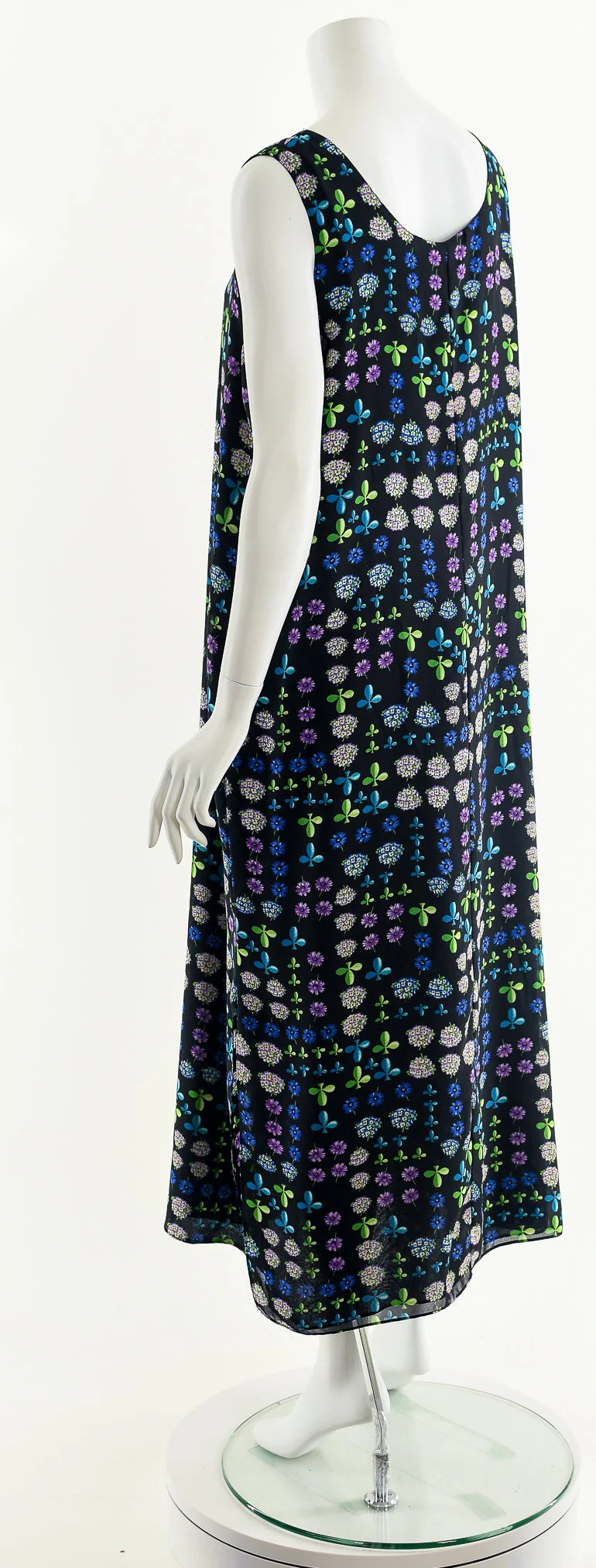 Navy Blue Printed Reversible Chiffon Maxi Dress by Impressions of California - Image 8