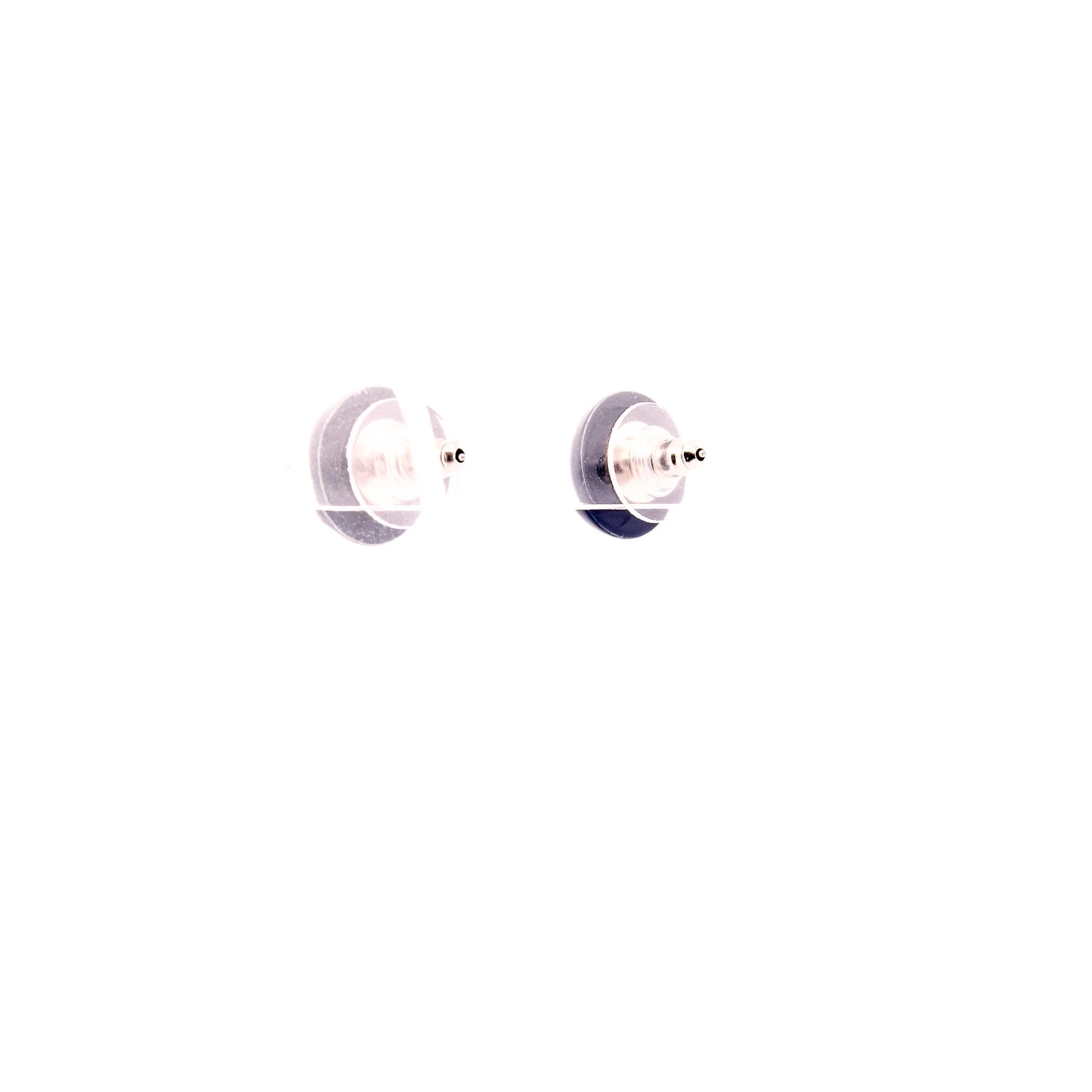 Navy Circle Stud Earrings - Image 4