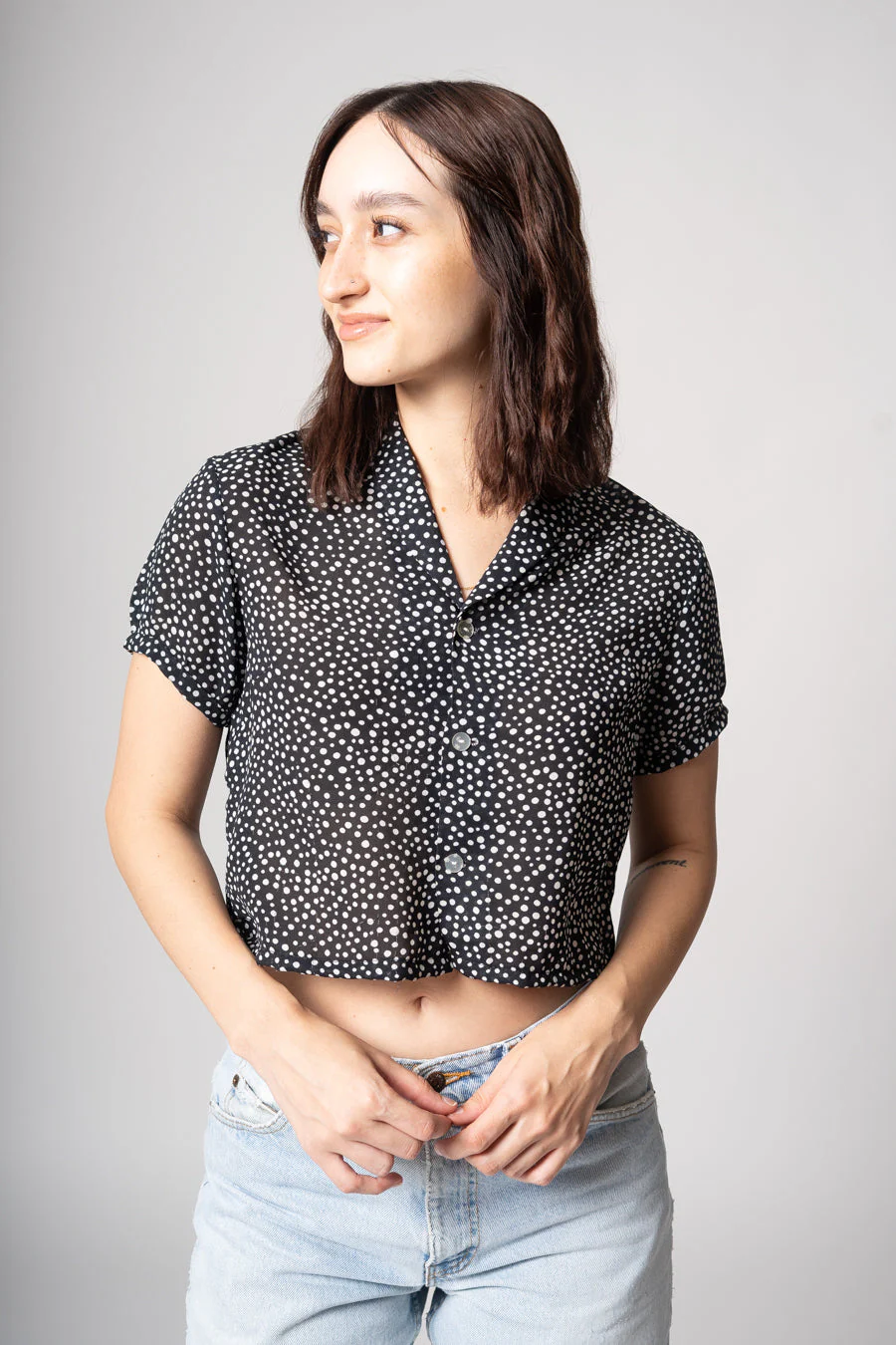 Navy Dop Crop Top - Image 4