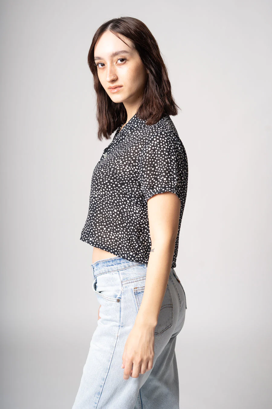 Navy Dop Crop Top - Image 5