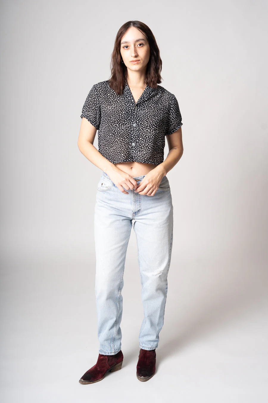 Navy Dop Crop Top - Image 8