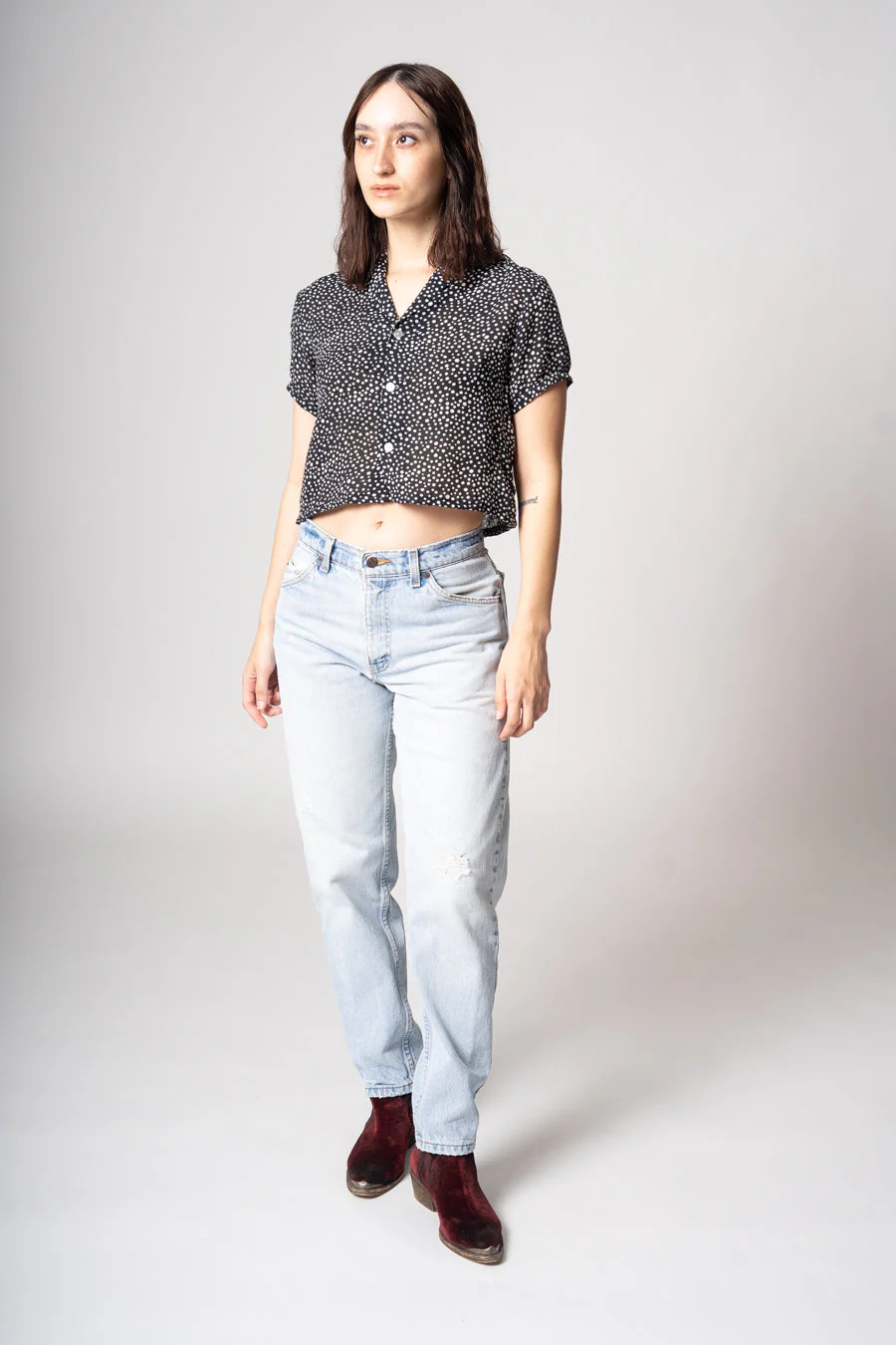 Navy Dop Crop Top - Image 9
