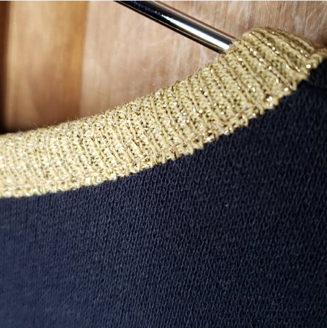 Navy with Gold Trim Acrylic Pullover Top by McNaughton Wear - Image 11