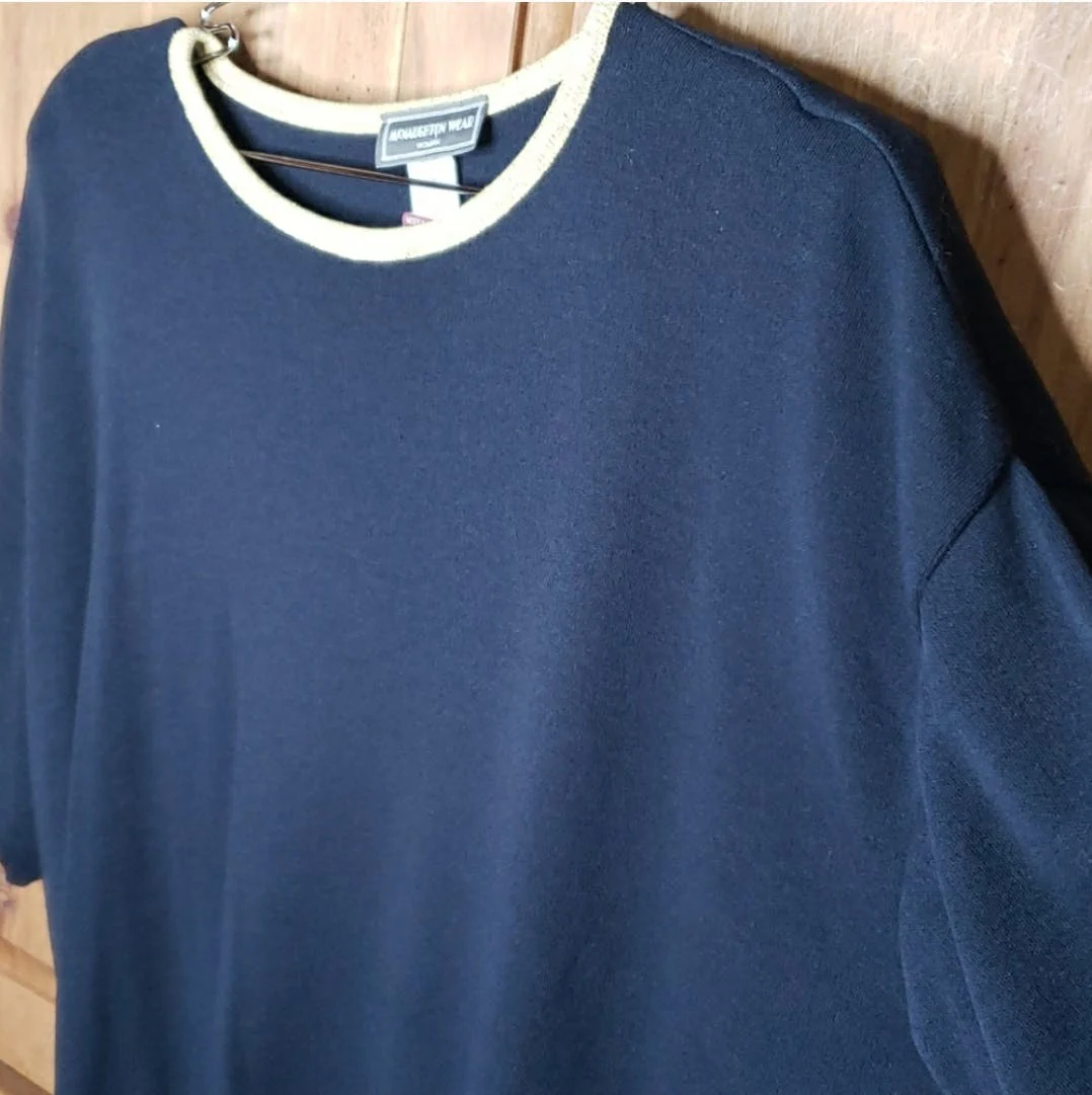 Navy with Gold Trim Acrylic Pullover Top by McNaughton Wear - Image 12