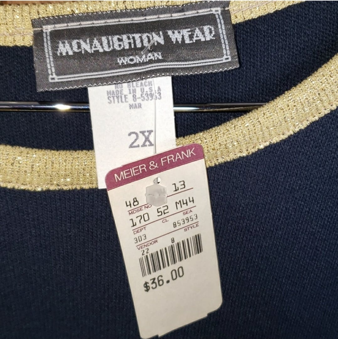 Navy with Gold Trim Acrylic Pullover Top by McNaughton Wear - Image 6