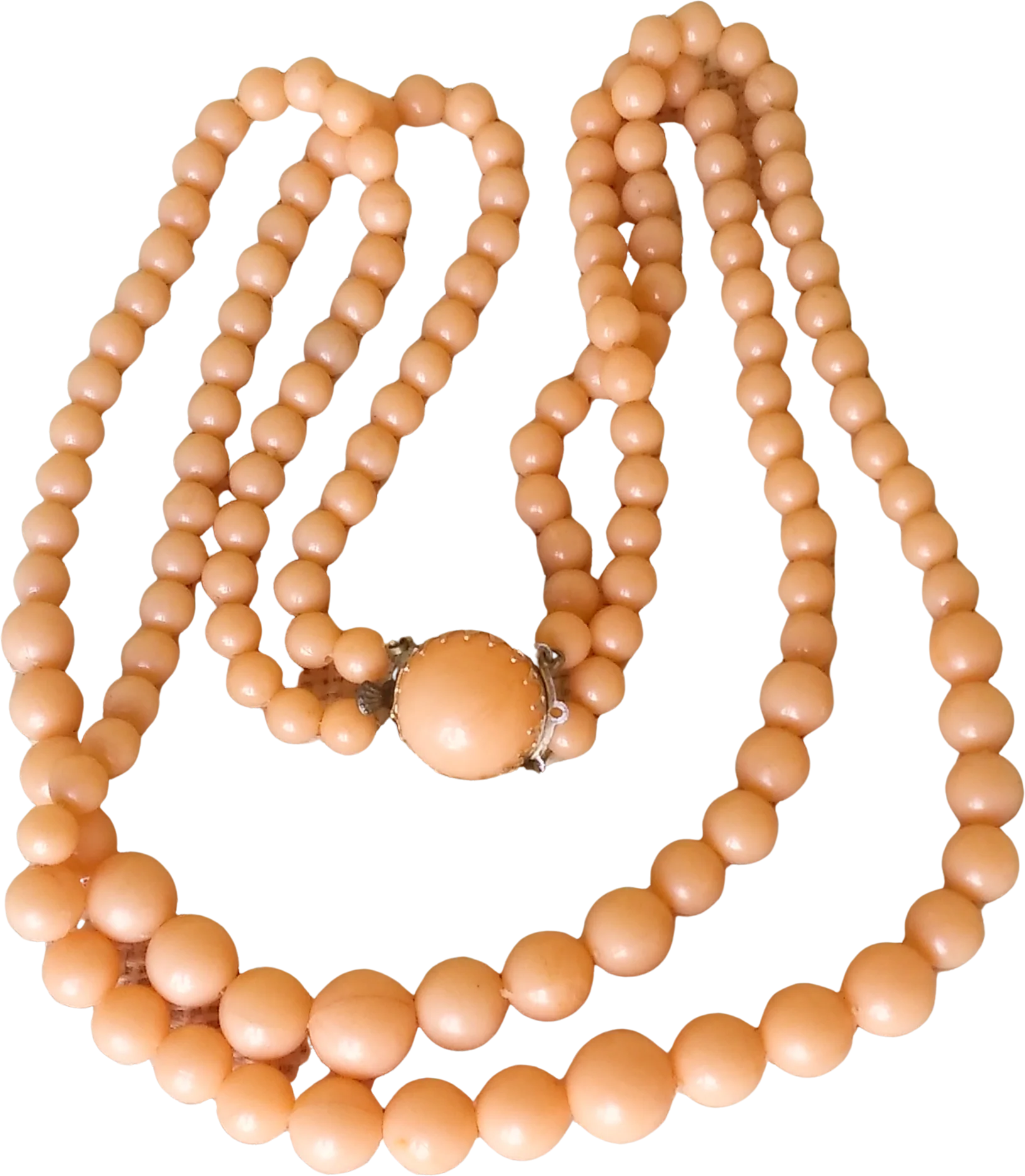 Necklace 2 Strand Soft Orange Beads Hong Kong