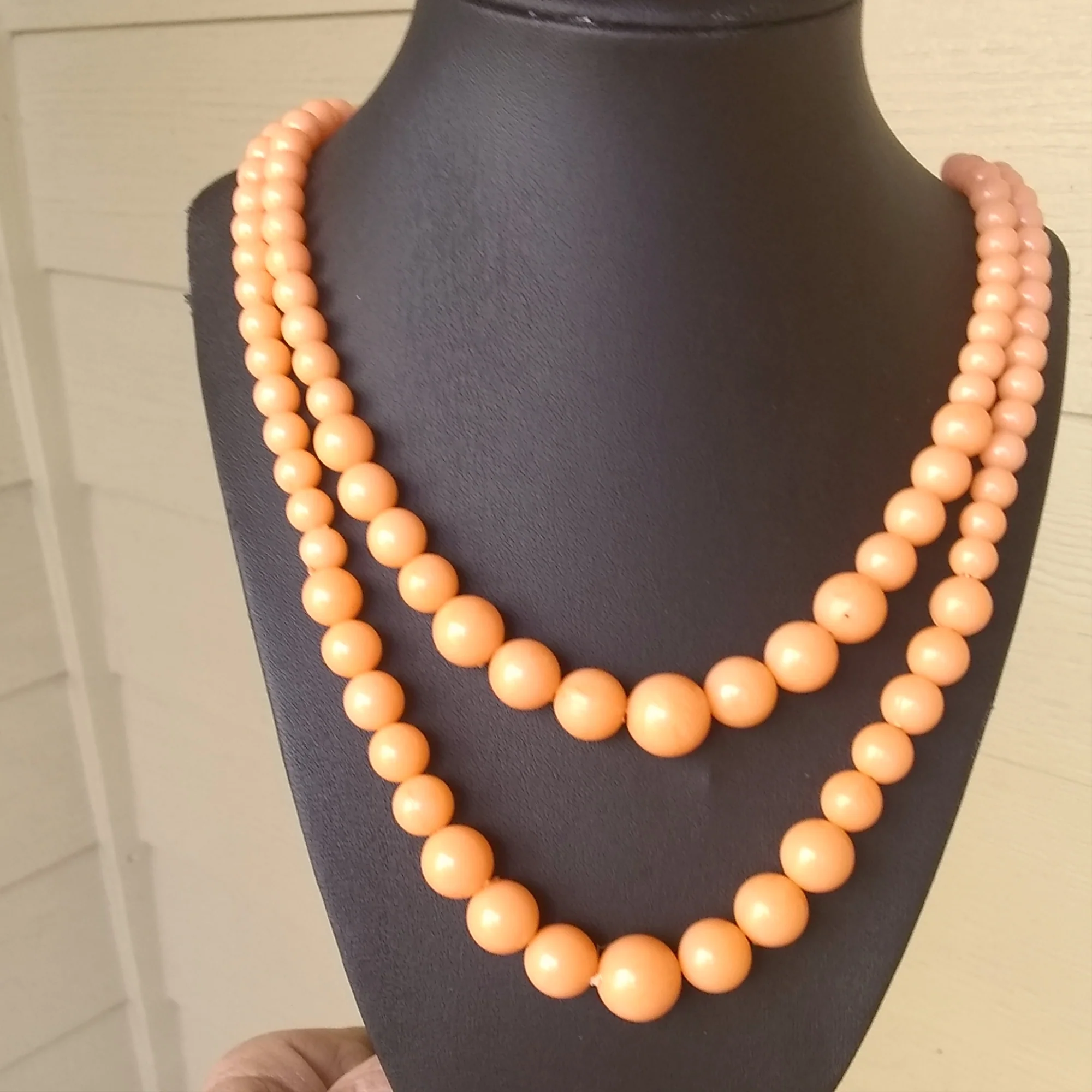 Necklace 2 Strand Soft Orange Beads Hong Kong - Image 3