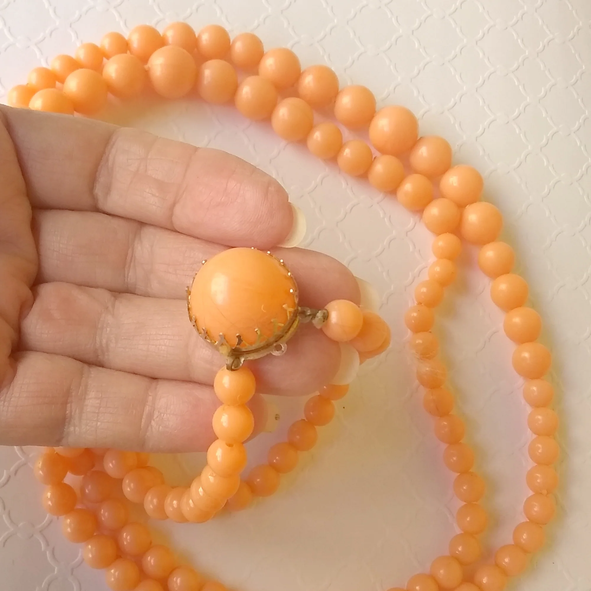 Necklace 2 Strand Soft Orange Beads Hong Kong - Image 4