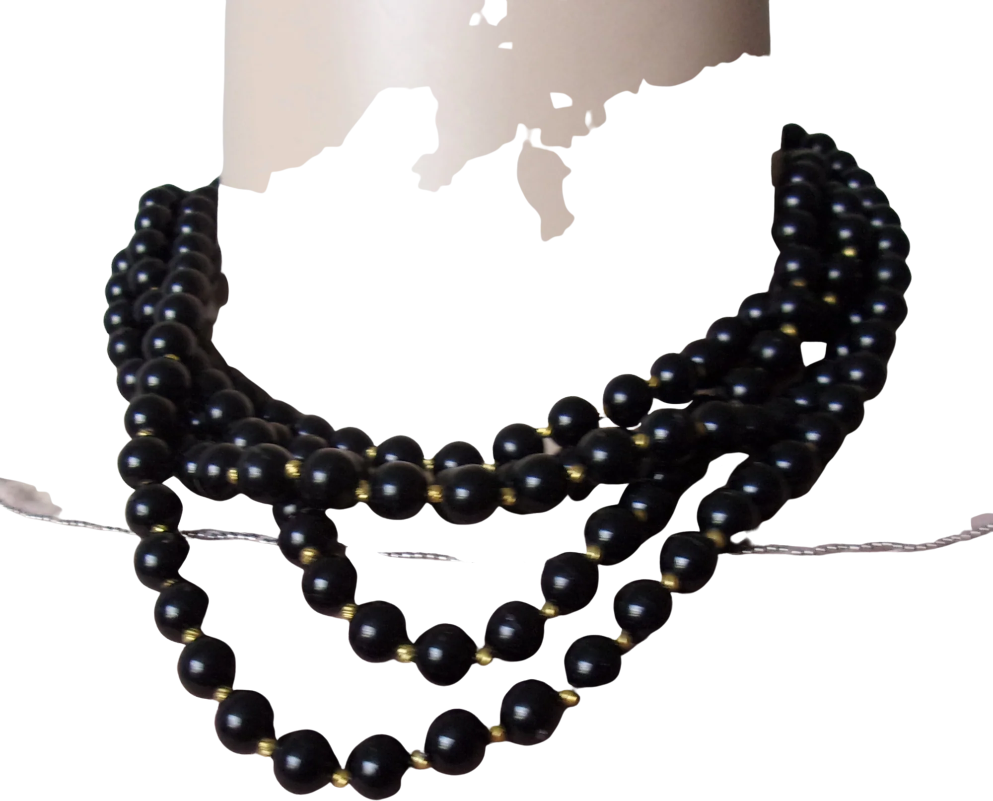 Necklace 5 Strand Black Beads Fancy Clasp - Image 2