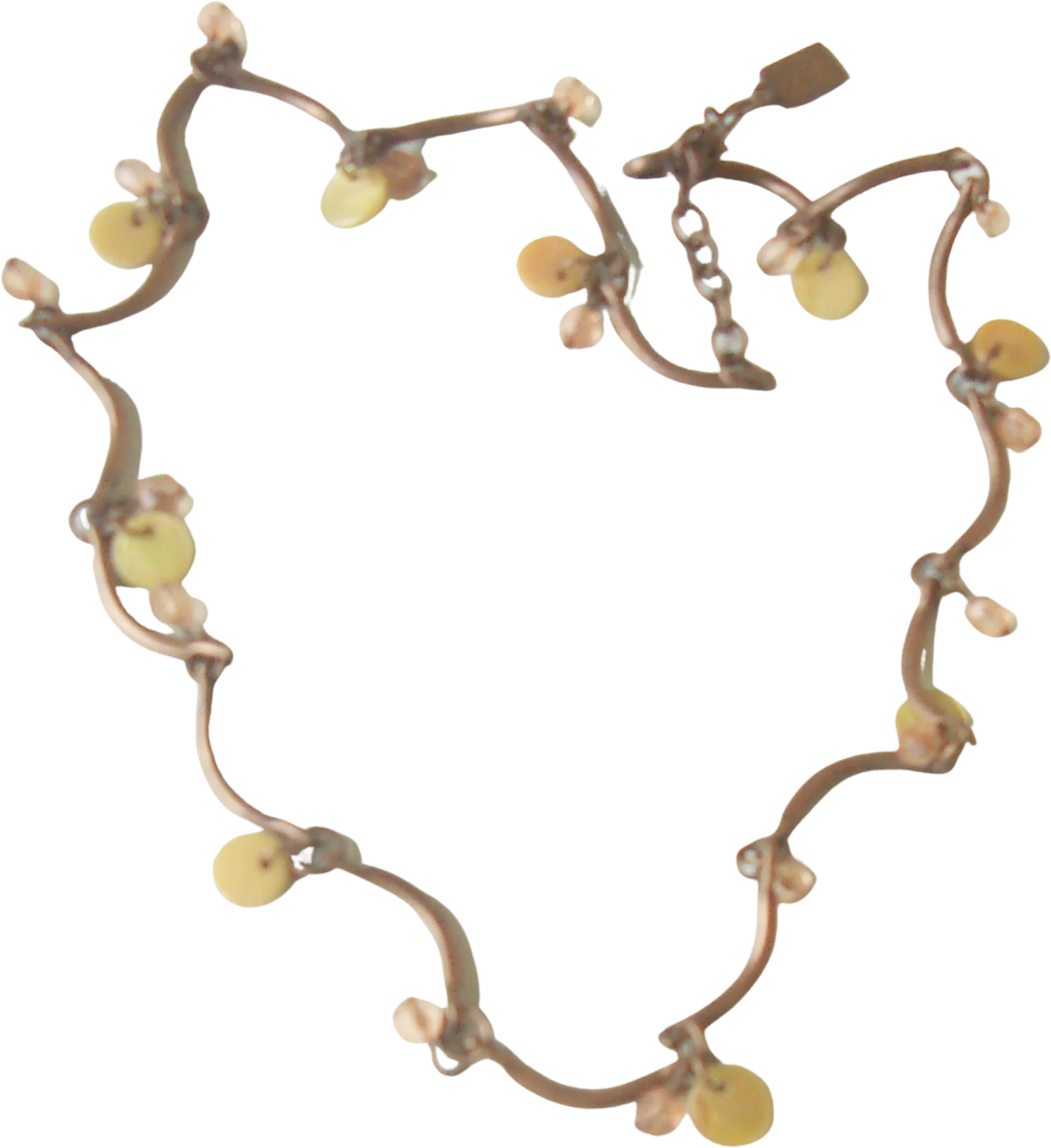 Necklace Bent Tues Green Shell Disks By Anne Klein