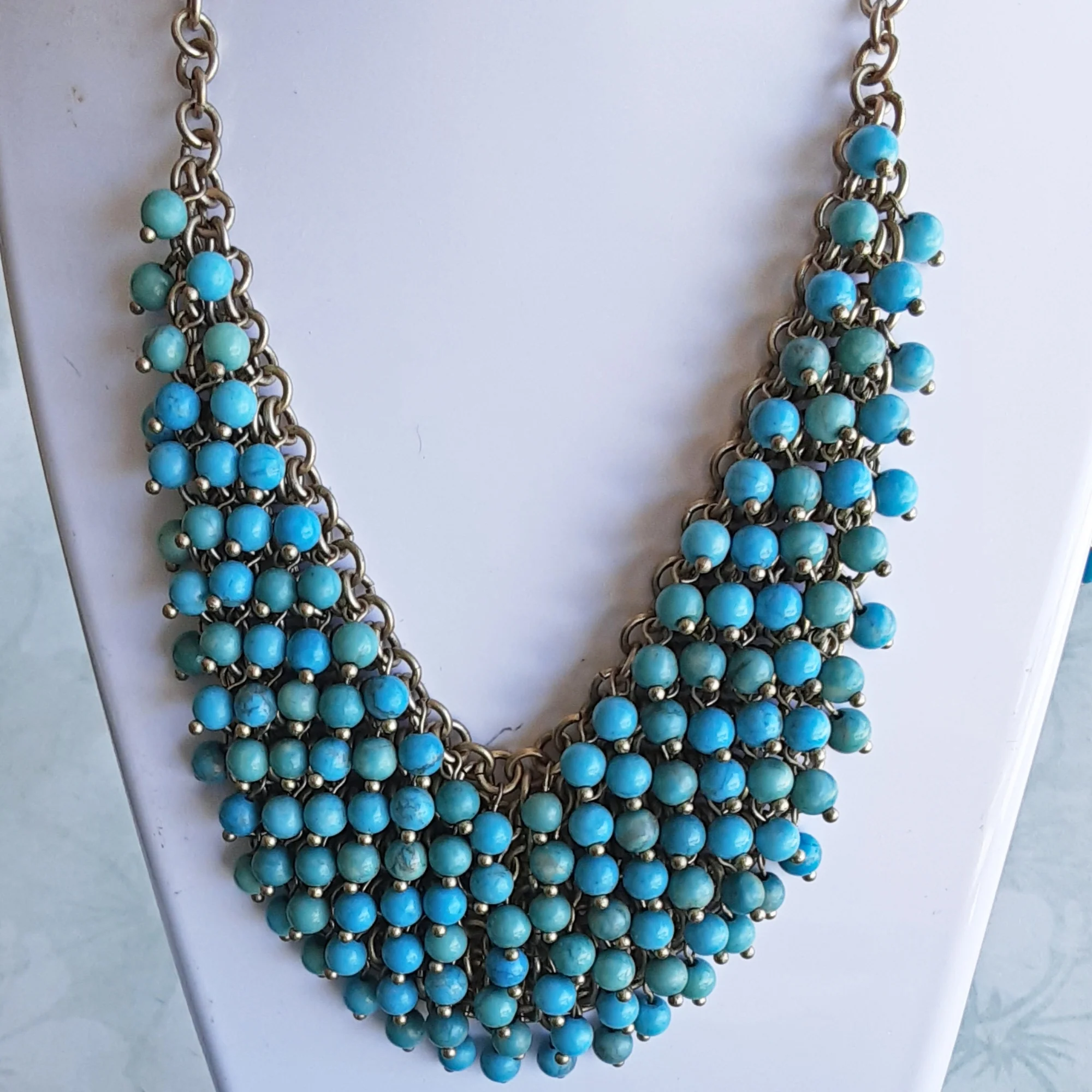 Necklace Bib Style Aqua Beads Belly Dancer - Image 3