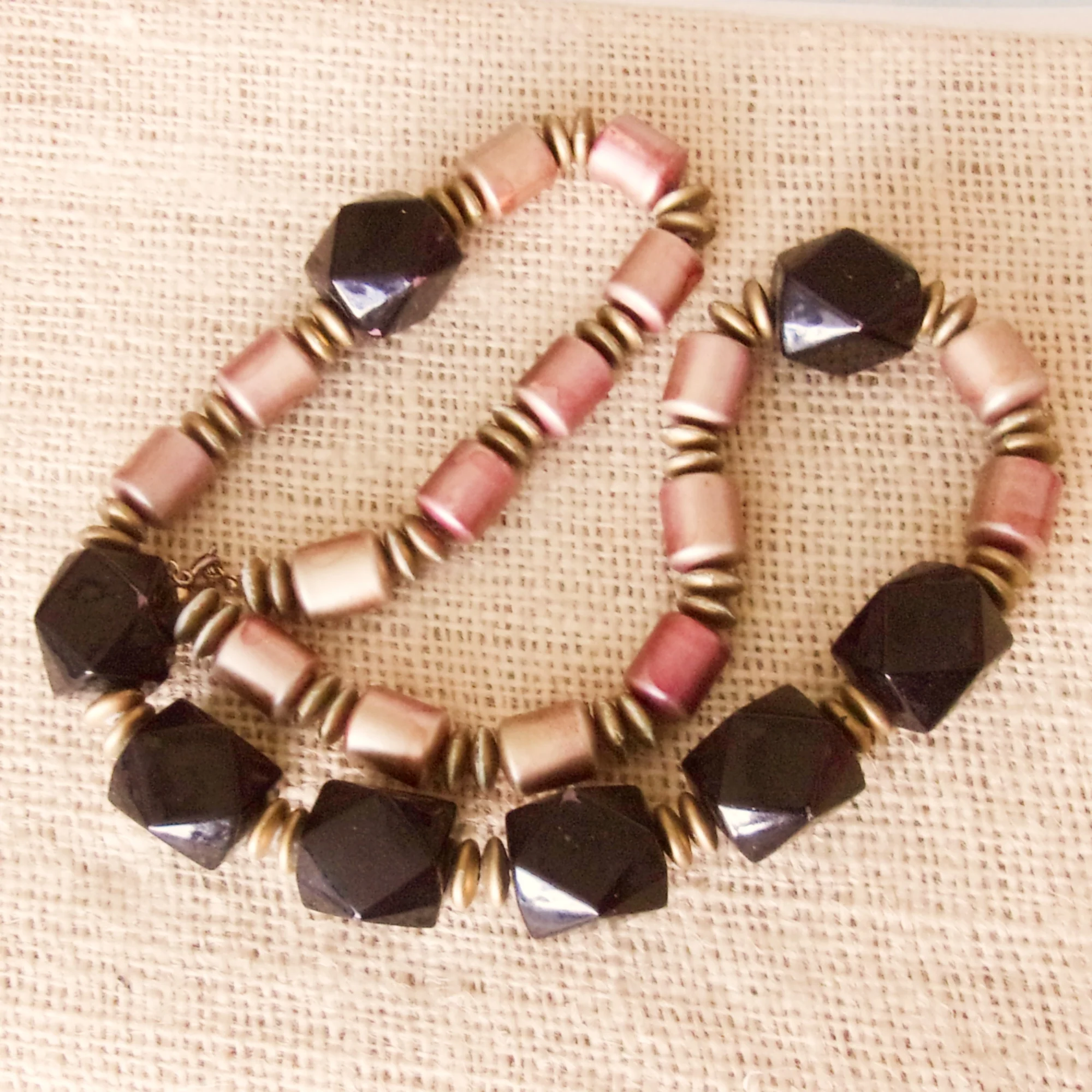 Necklace Black Bronzetone Raspberry Big Beads - Image 3