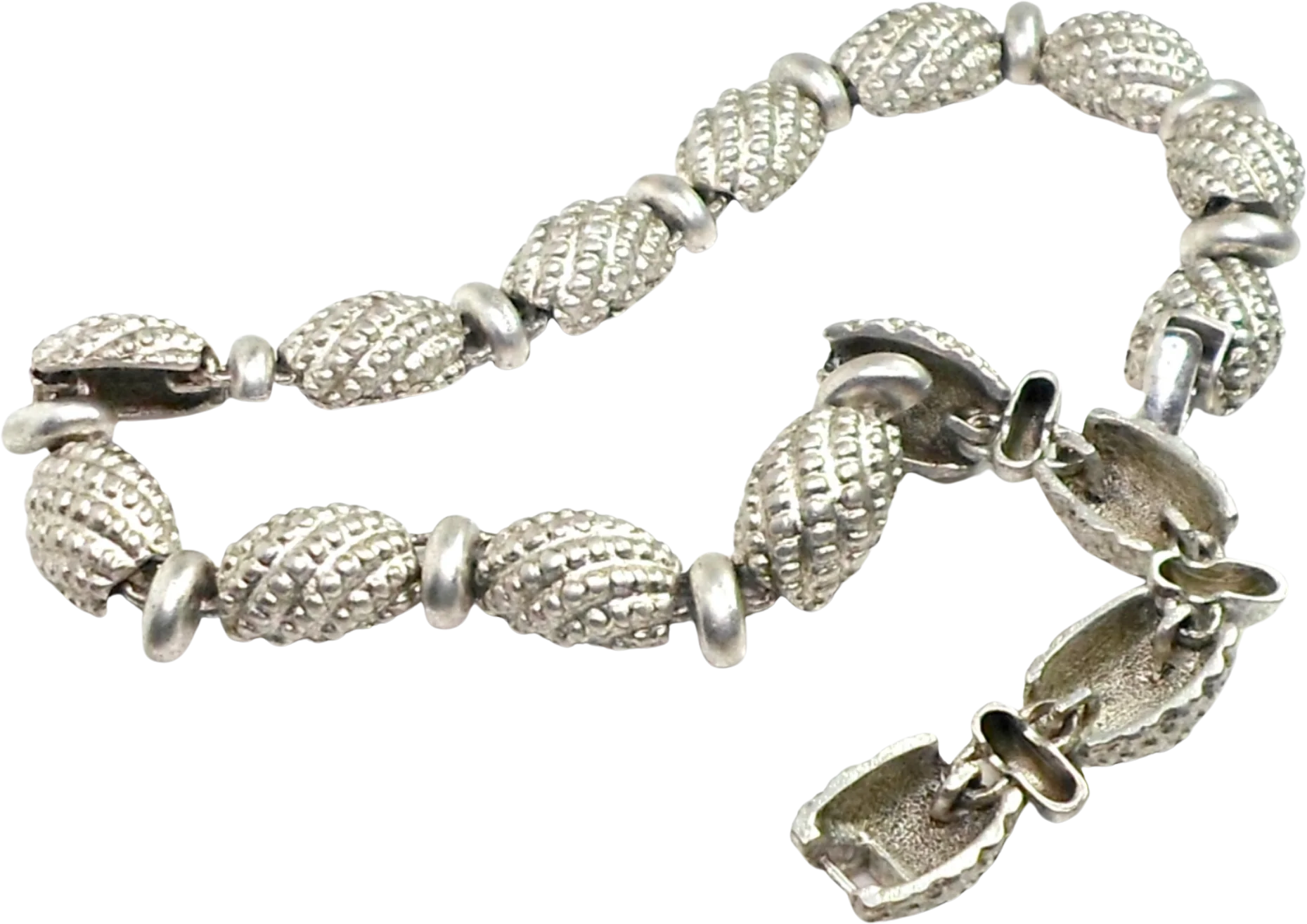 Necklace Bumpy Silvertone Links - Image 2