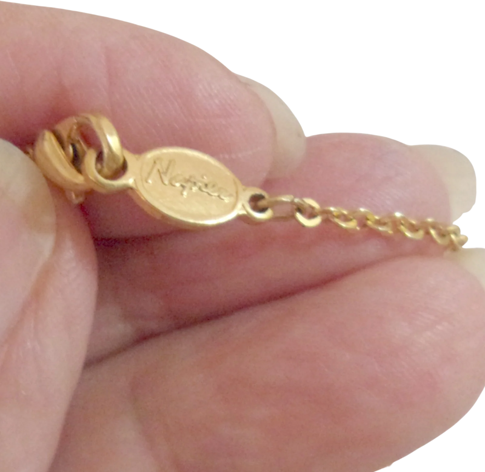 Necklace Goldtone Chain Crystal Focal Signed By Napier - Image 2