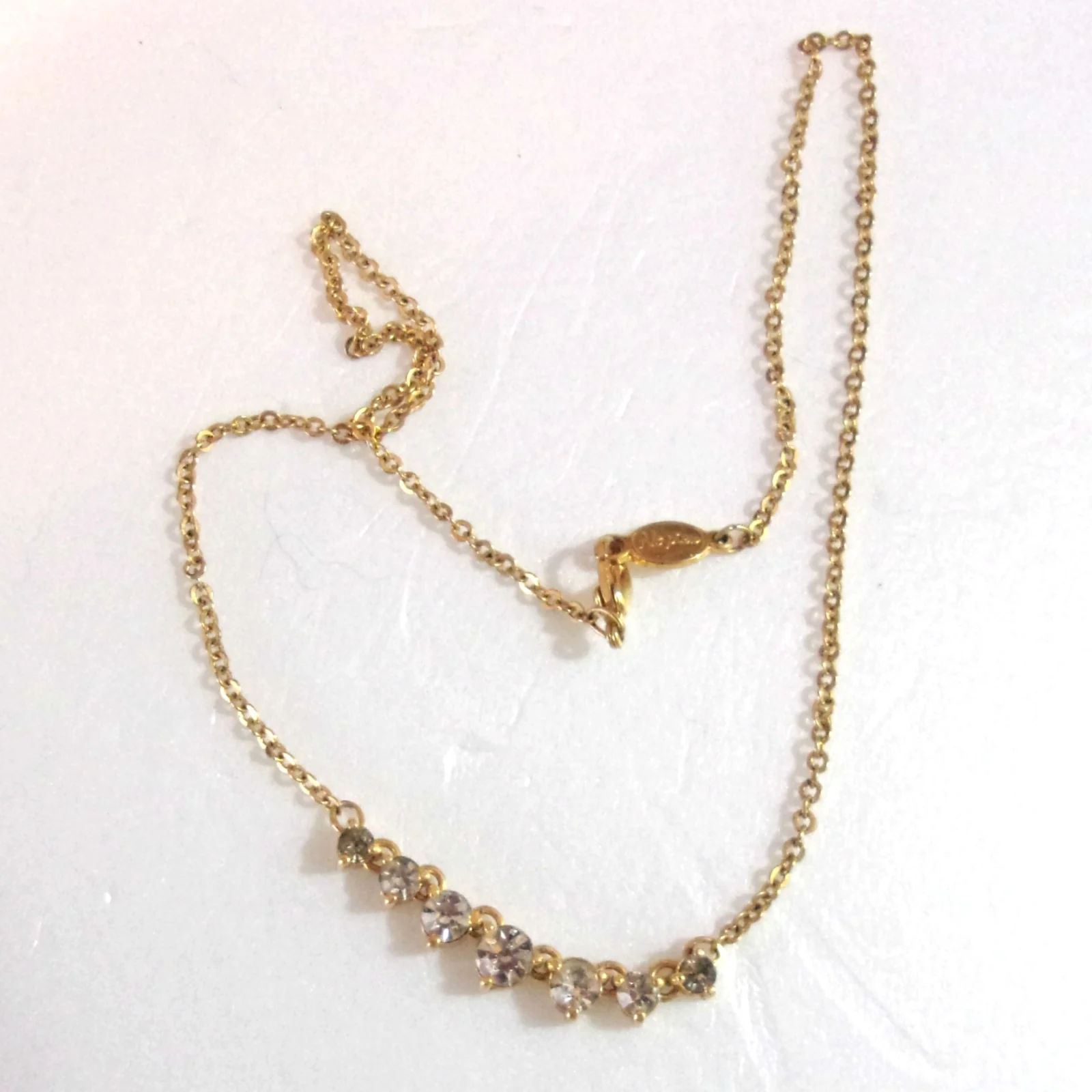 Necklace Goldtone Chain Crystal Focal Signed By Napier - Image 4