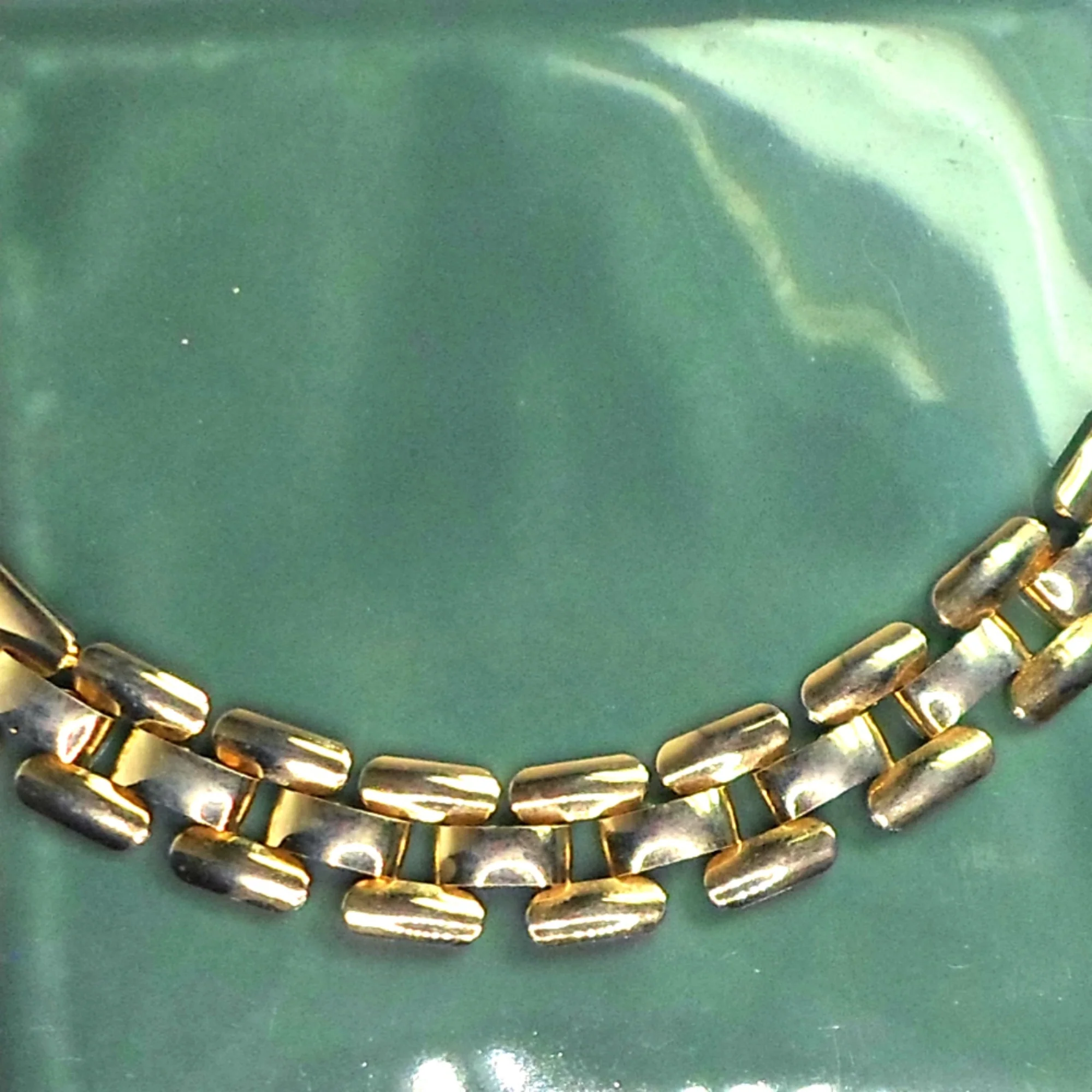Necklace Goldtone Links Woven Look - Image 5