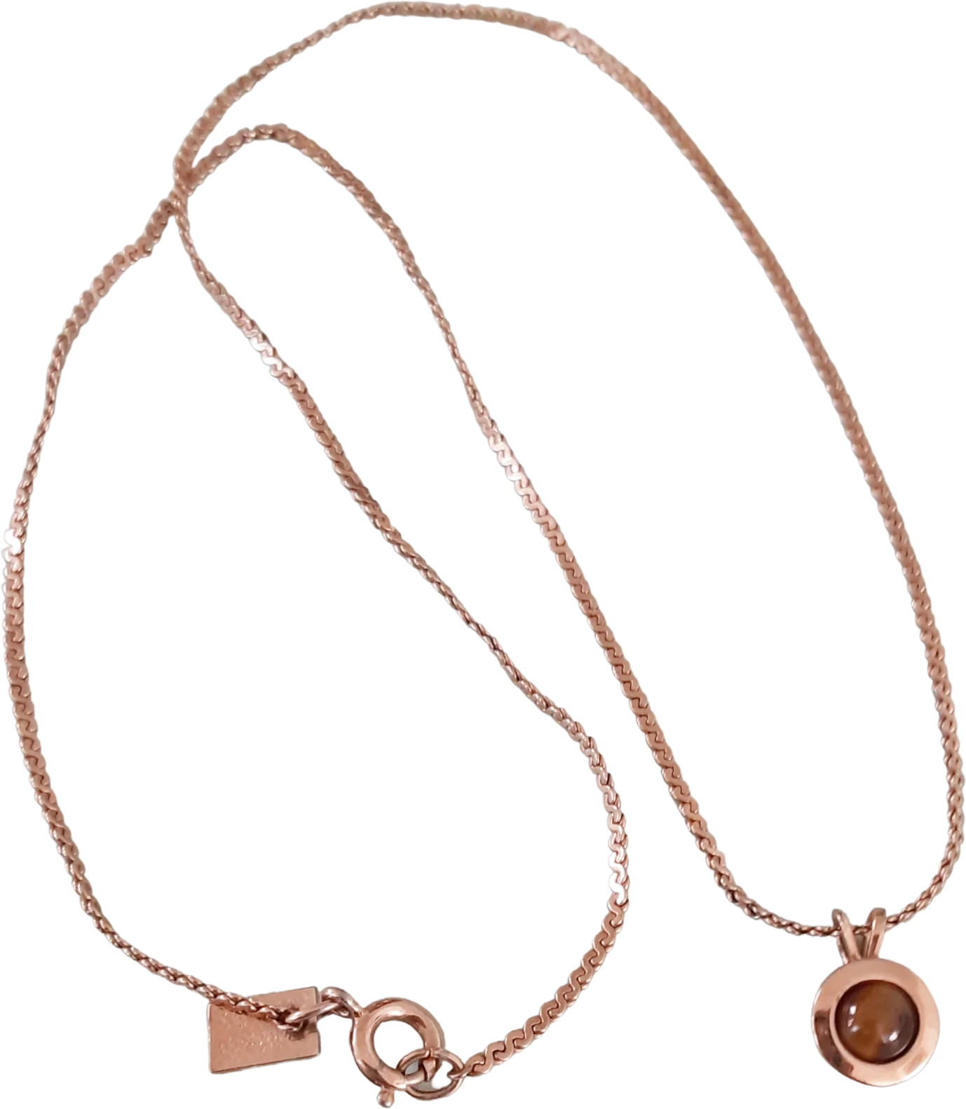 Necklace Slim Goldtone Chain Tiny Cats Eye Pendant By Emmons - Image 2