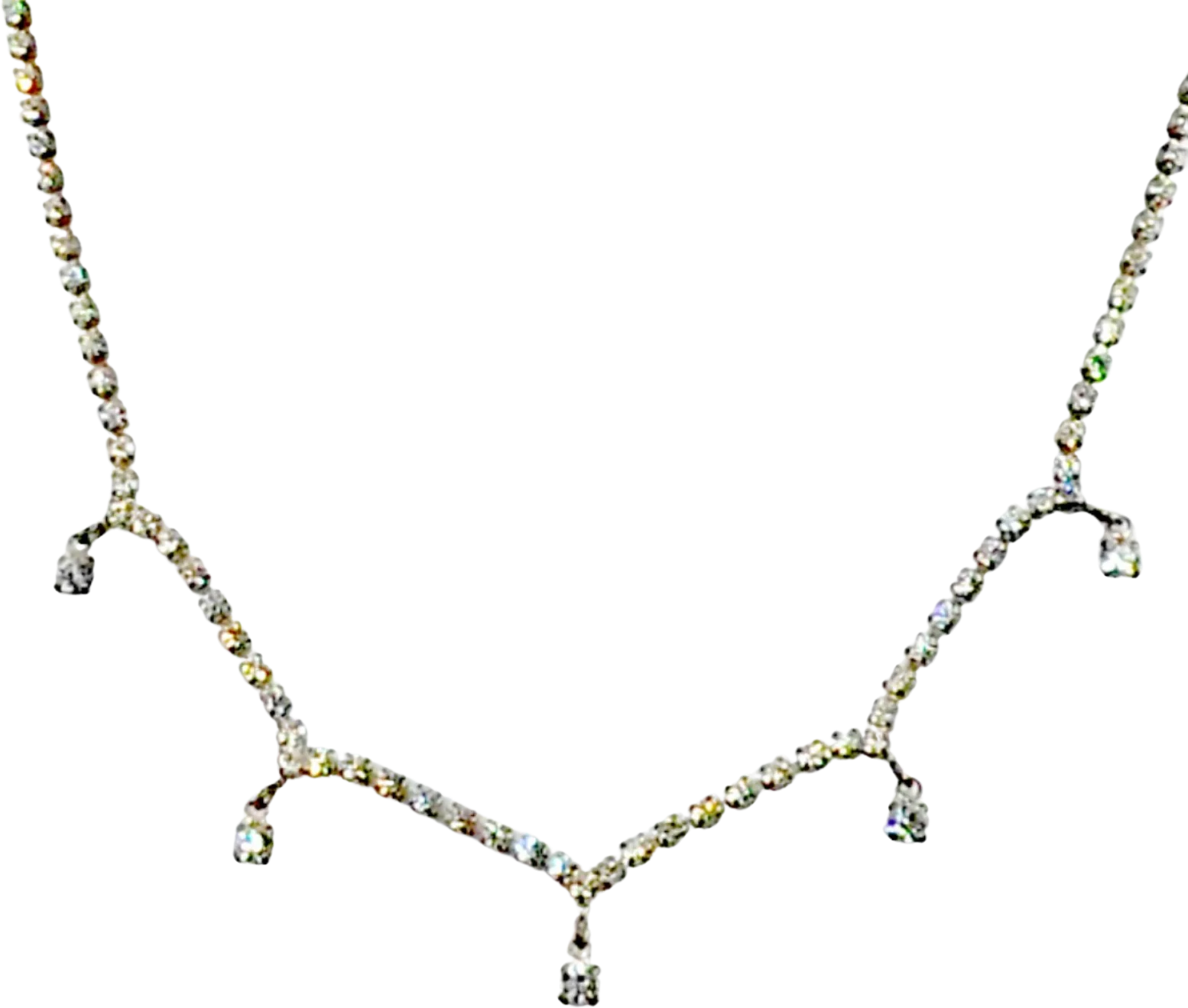 Necklace Tiny Rhinestone Sweetheart Neckline