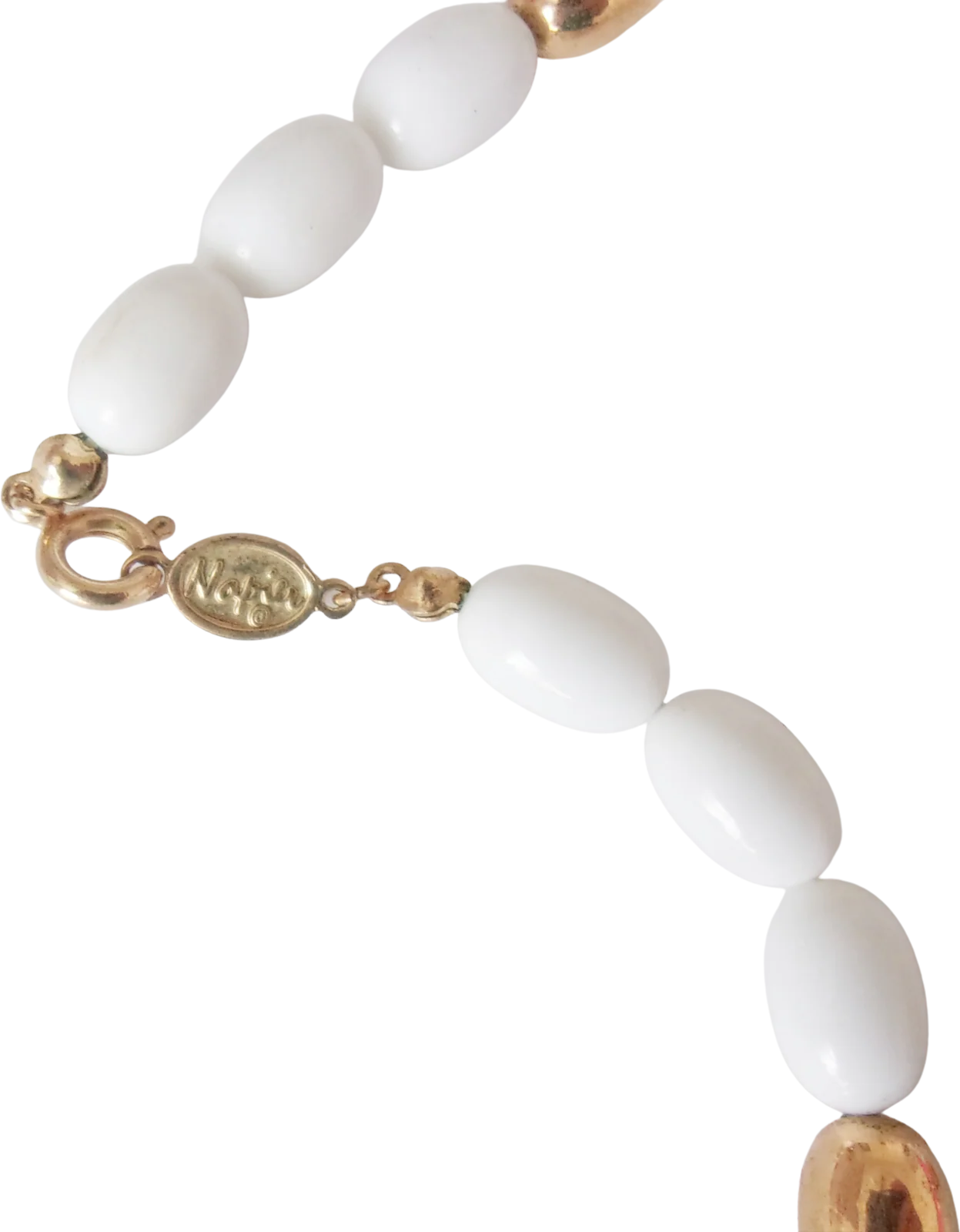 Necklace White Beads Goldtone Accents Choker By Napier - Image 2