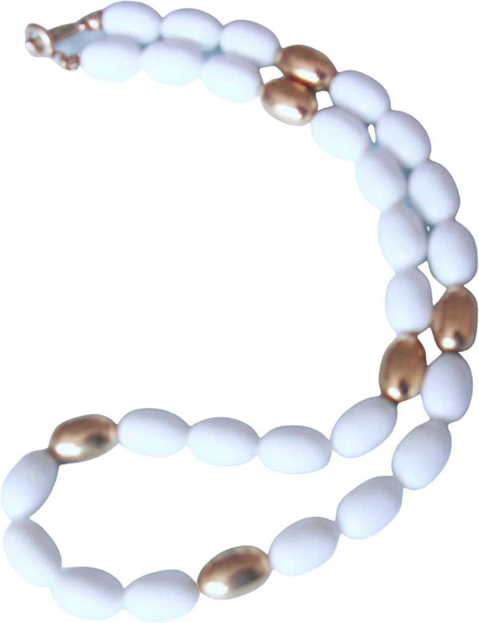 Necklace White Beads Goldtone Accents Choker By Napier - Image 3