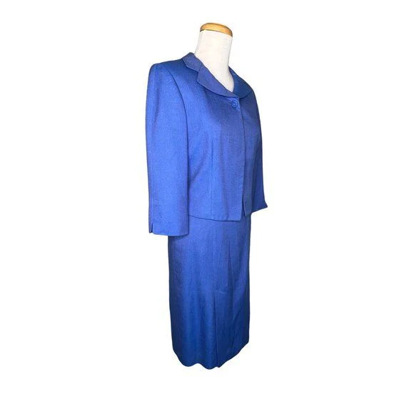 Neiman Marcus Exclusive Dress Set Vintage Blue Dress Suit Usa Sz 6 by Isabel Ardee - Image 7
