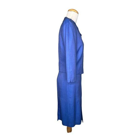 Neiman Marcus Exclusive Dress Set Vintage Blue Dress Suit Usa Sz 6 by Isabel Ardee - Image 8