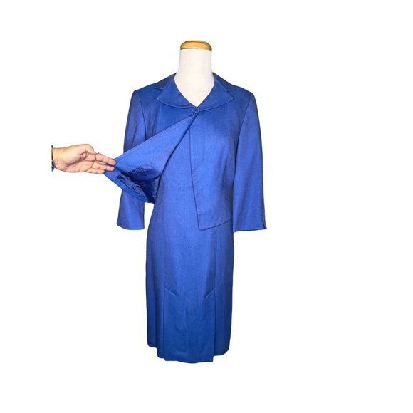 Neiman Marcus Exclusive Dress Set Vintage Blue Dress Suit Usa Sz 6 by Isabel Ardee - Image 9