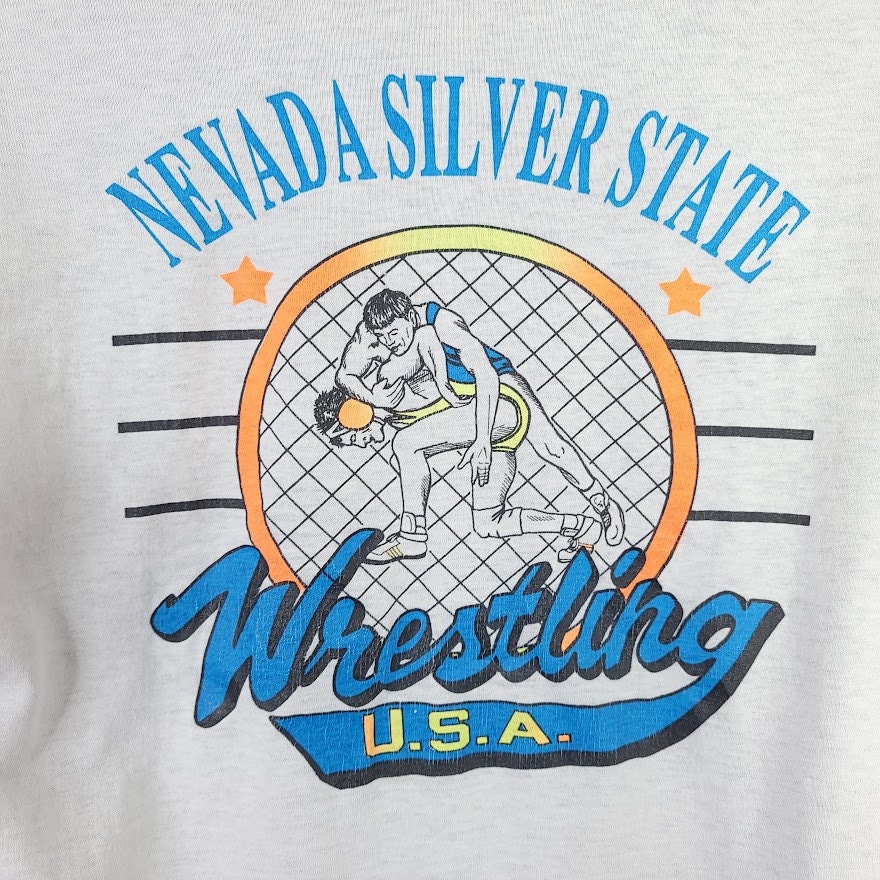 Nevada Silver State Wrestling T-Shirt Vintage 80s 90s Made In Usa Mens Size Medium - Image 3