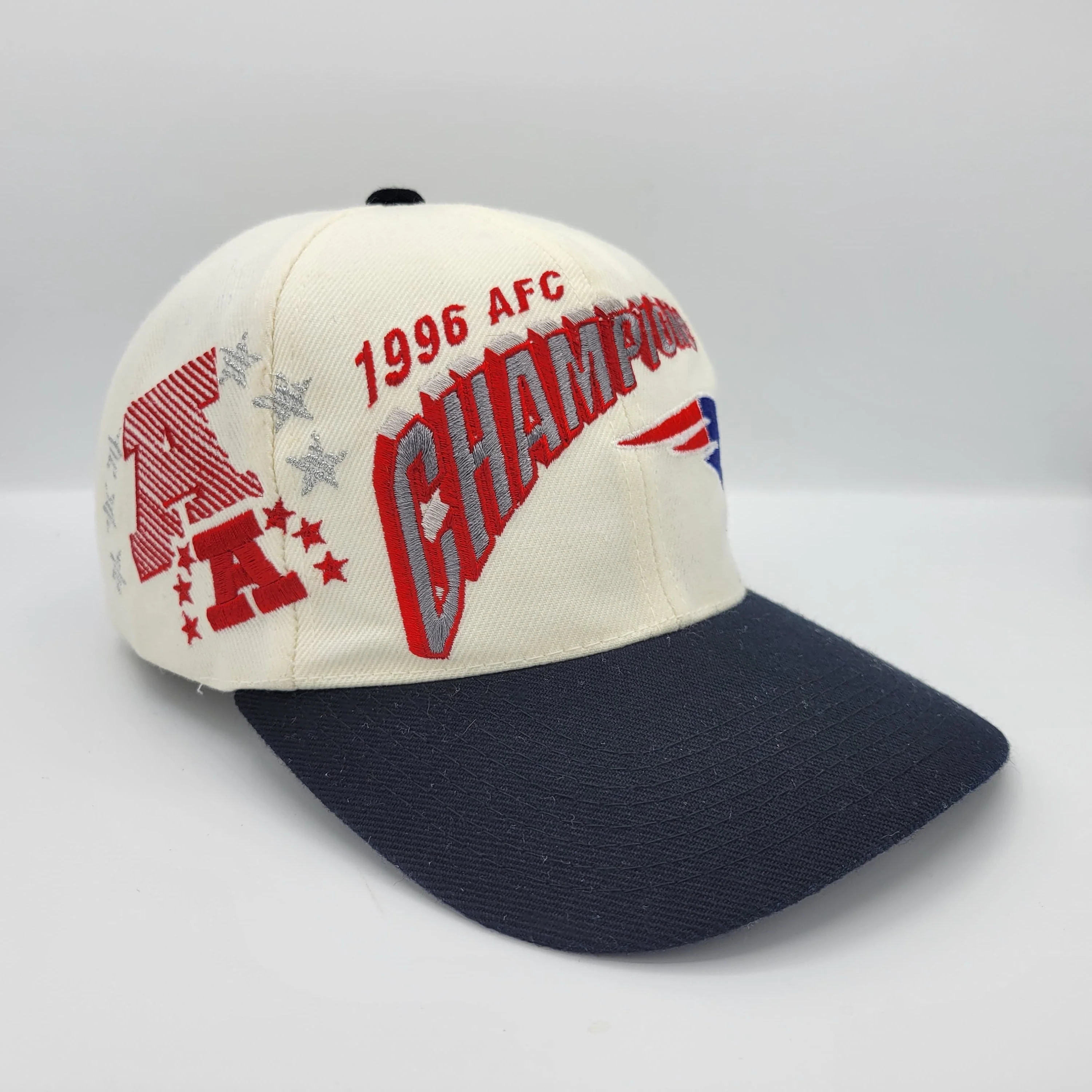New England Patriots Vintage 90s Sports Specialties Snapback Hat Wool Blend 1996 Afc Nfl Football Champions Baseball Cap by Sports Specialties - Image 2