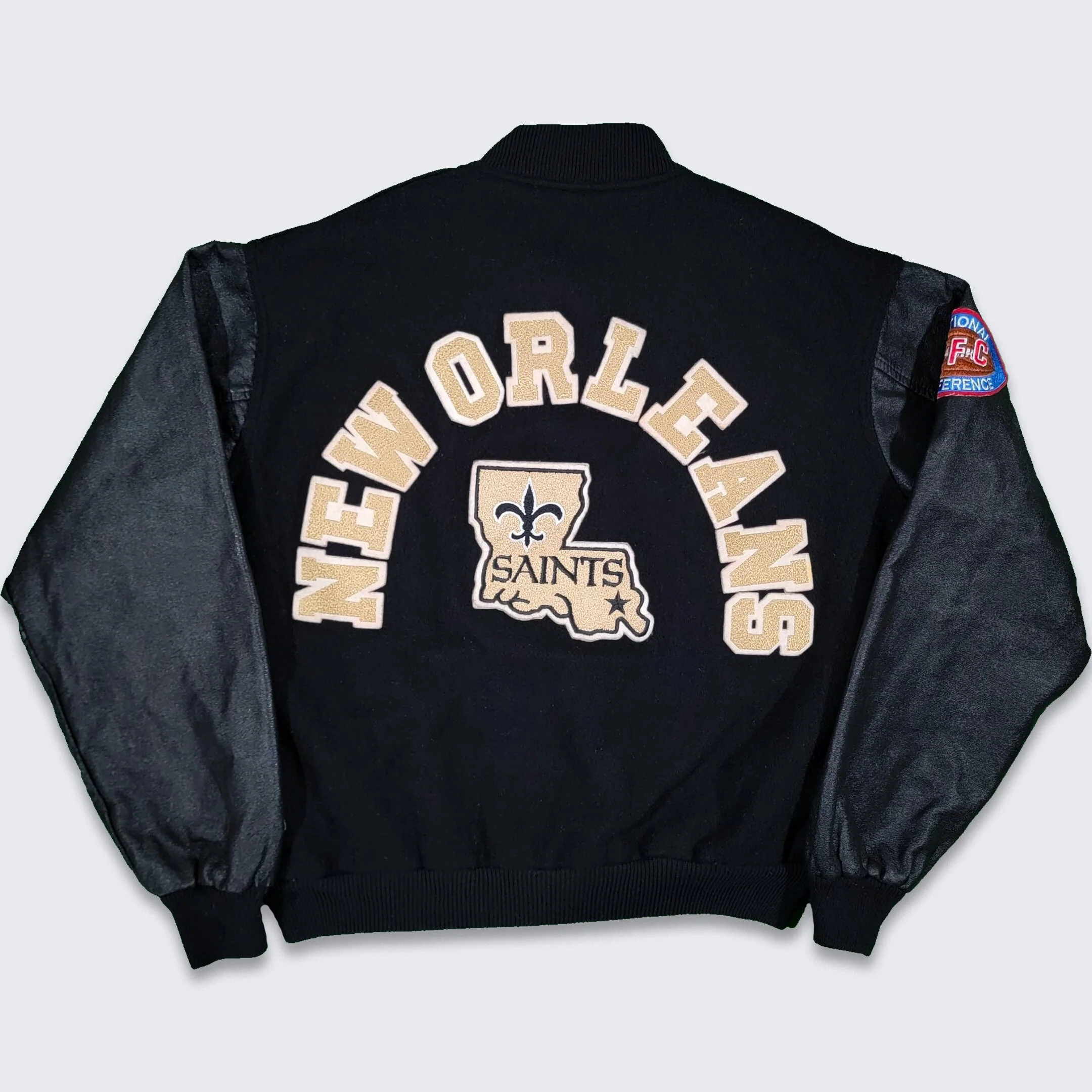 New Orleans Saints Vintage 80s Chalk Line Varsity Jacketwool and Leathernfl Football Coat Louisiana Logo by Chalk Line - Image 2