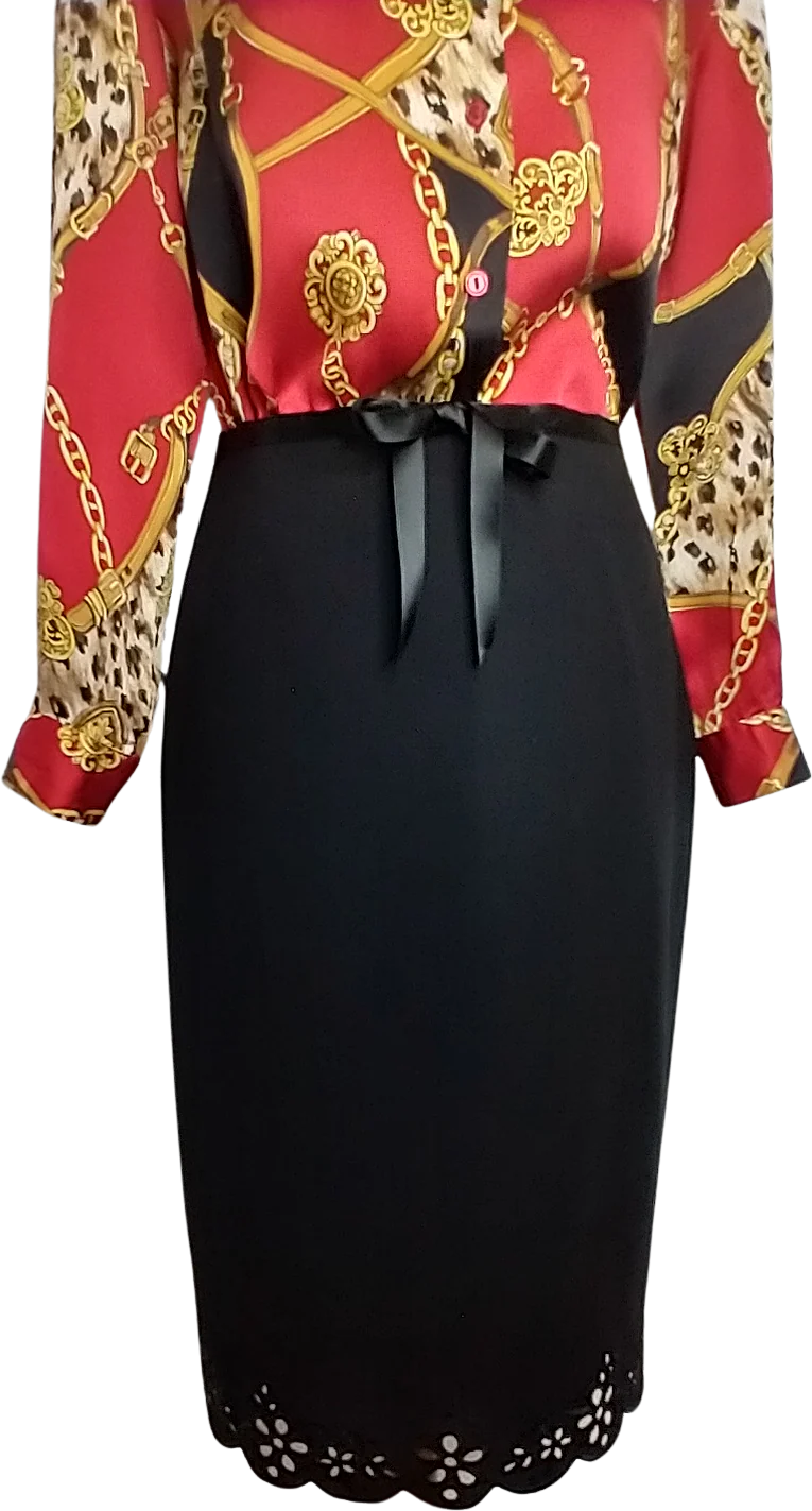 New Wool Skirt With Floral Cutout Hem By Escada